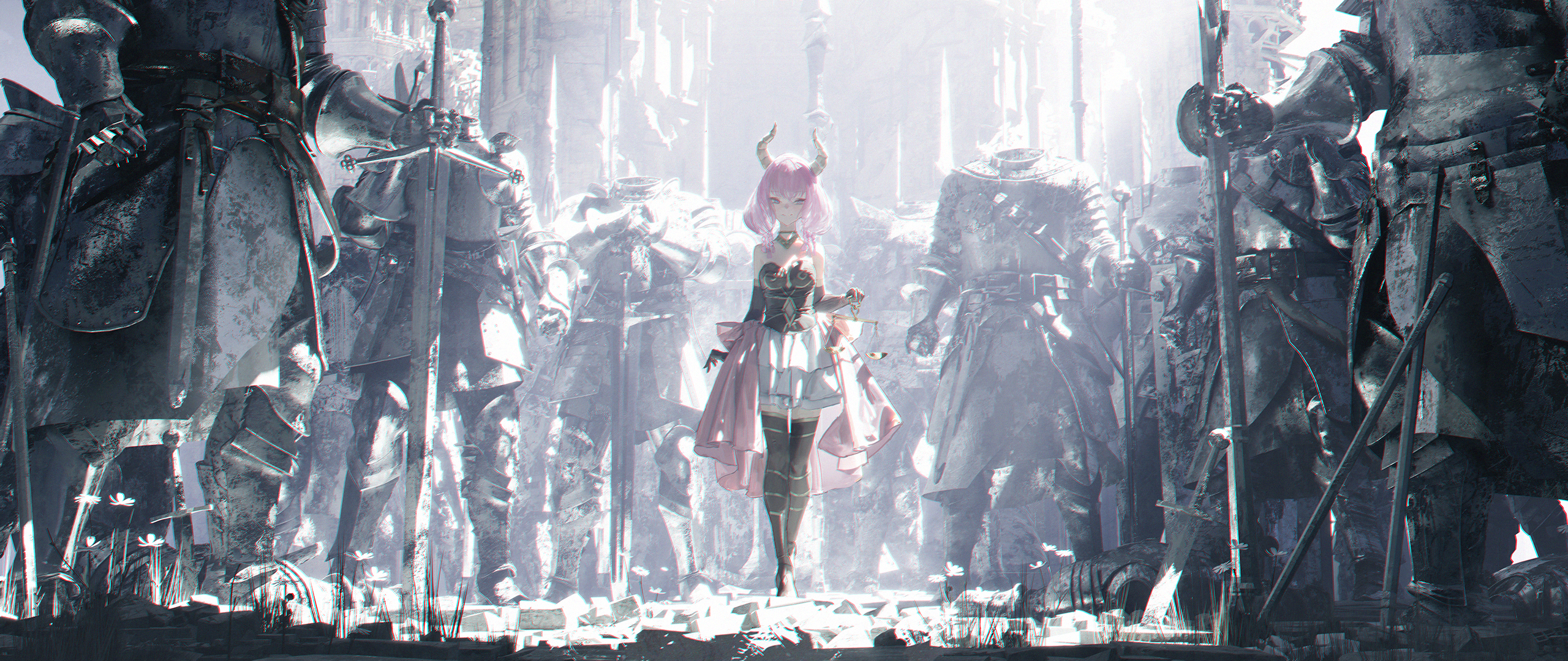 Aura from Sousou no Frieren surrounded by knights HD Wallpaper