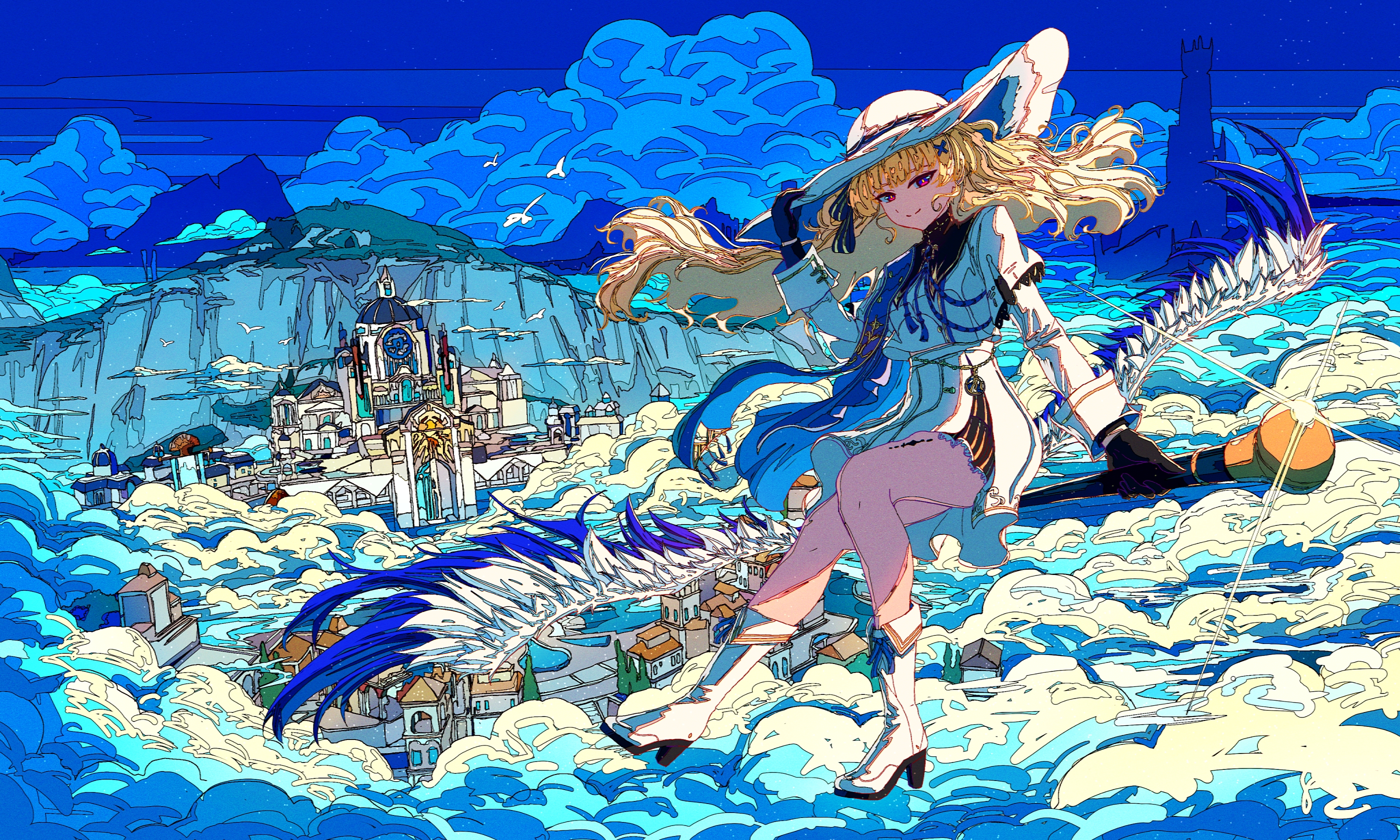 Phoebe (Wuthering Waves) with a dragon-like creature HD Wallpaper