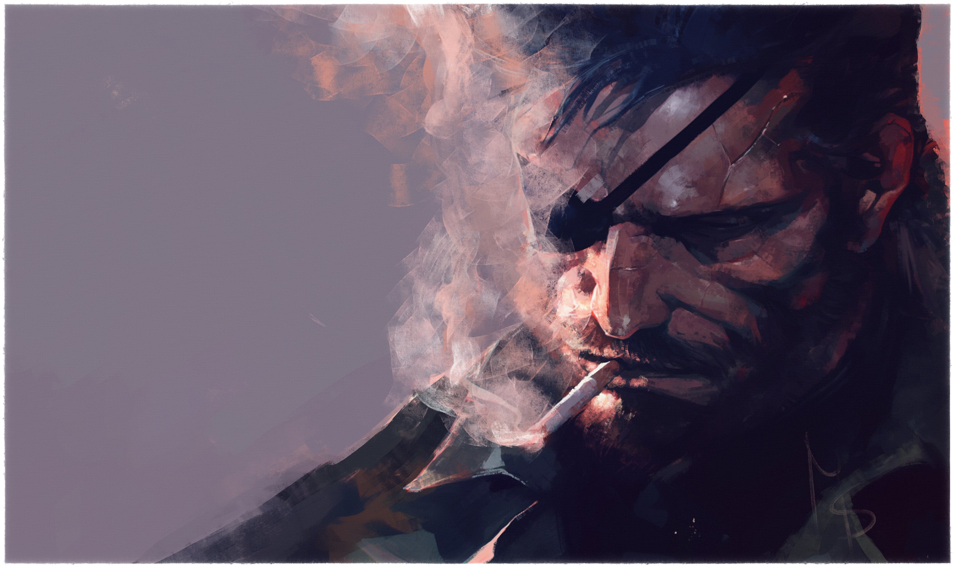 Metal Gear Solid video game art of a man smoking HD Wallpaper