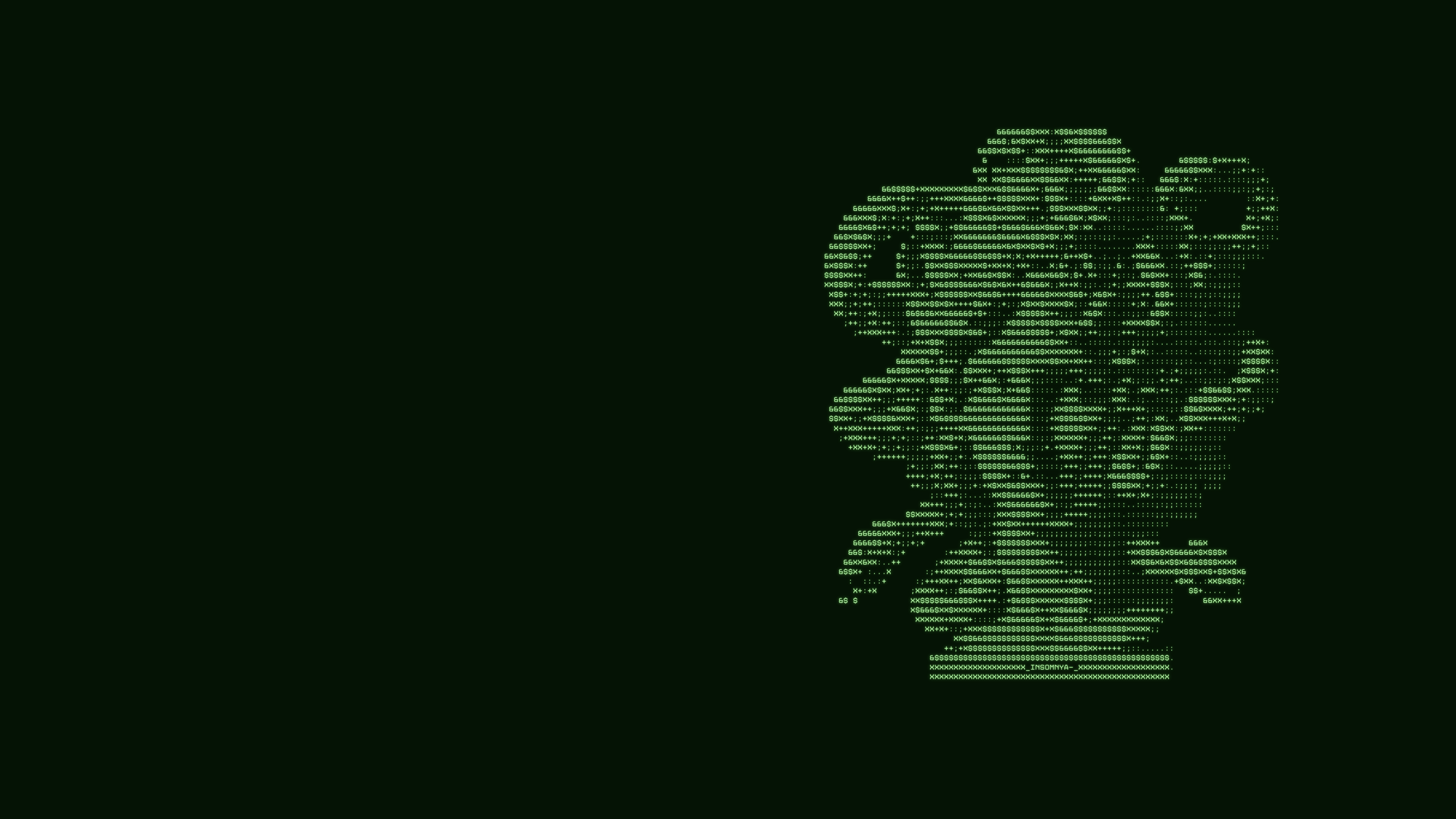 Medusa ASCII art on a dark green background HD Wallpaper