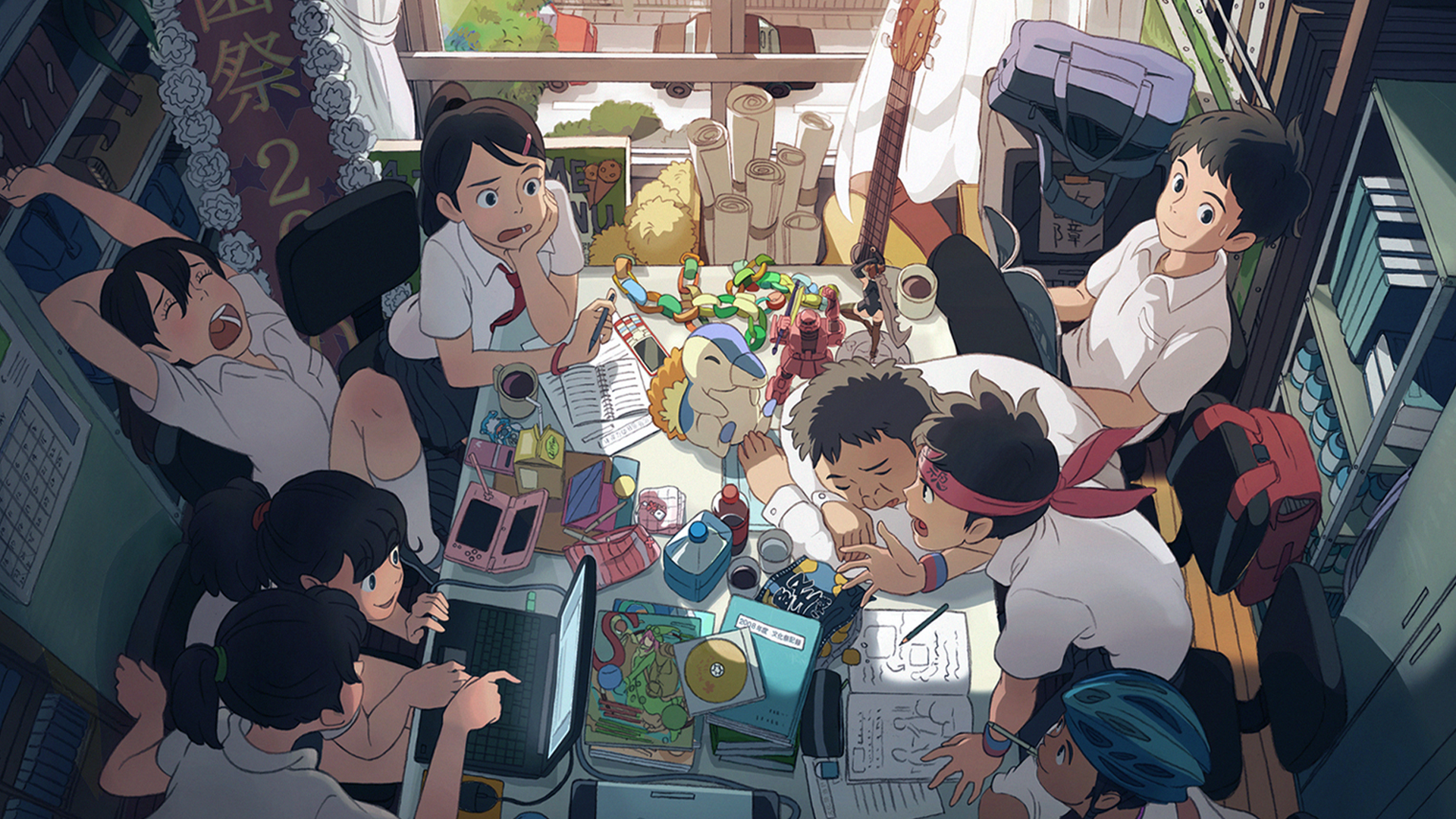 Pokémon and Nintendo DS with students studying HD Wallpaper