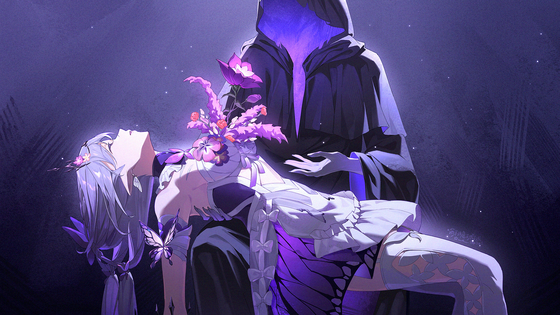 Honkai: Star Rail: Castorice held by a cloaked figure HD Wallpaper