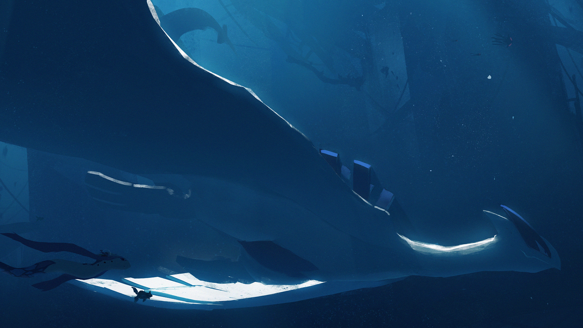 Lugia and Tentacool swimming underwater HD Wallpaper