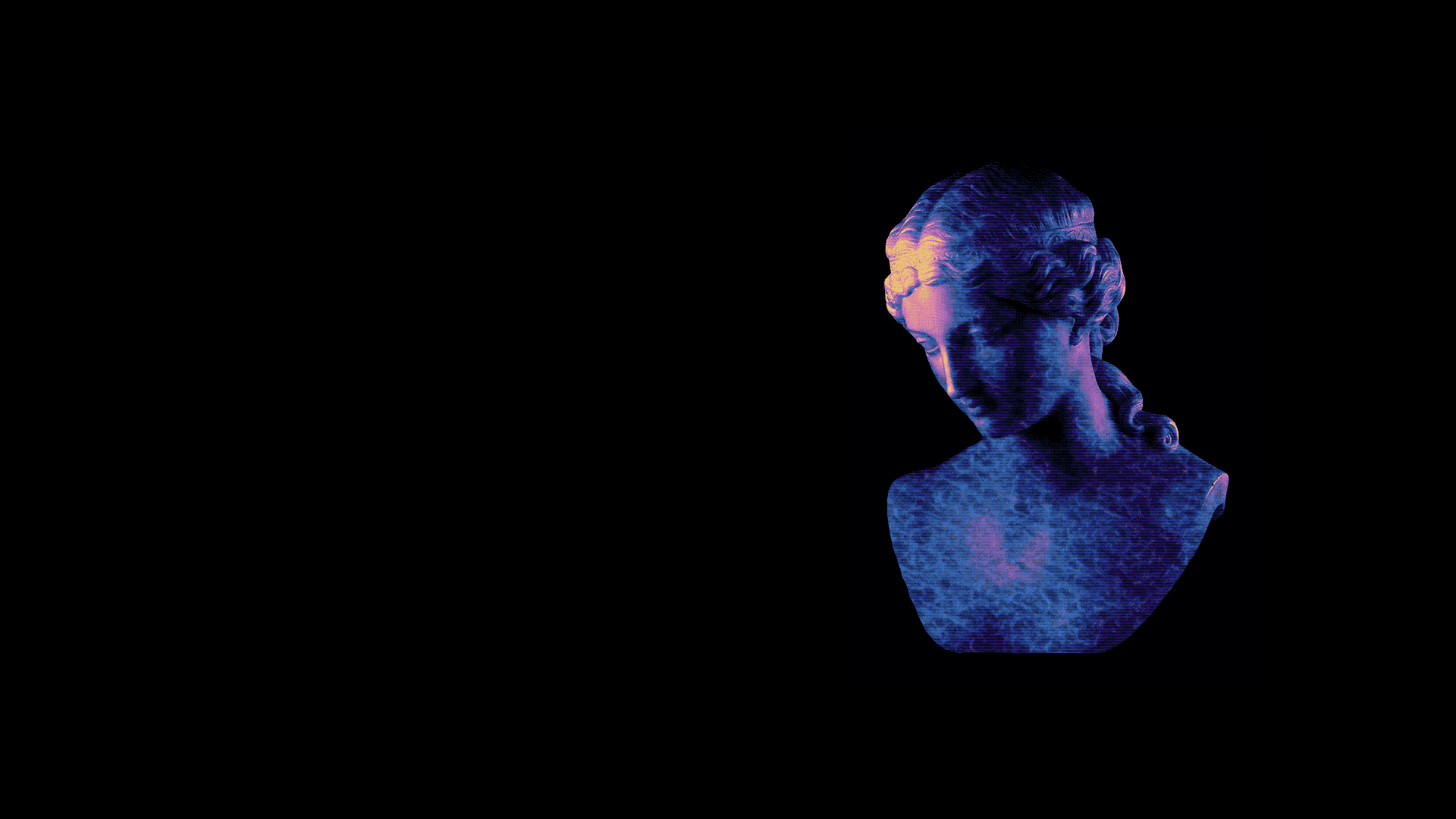 Bust of a woman in vaporwave style on black background HD Wallpaper