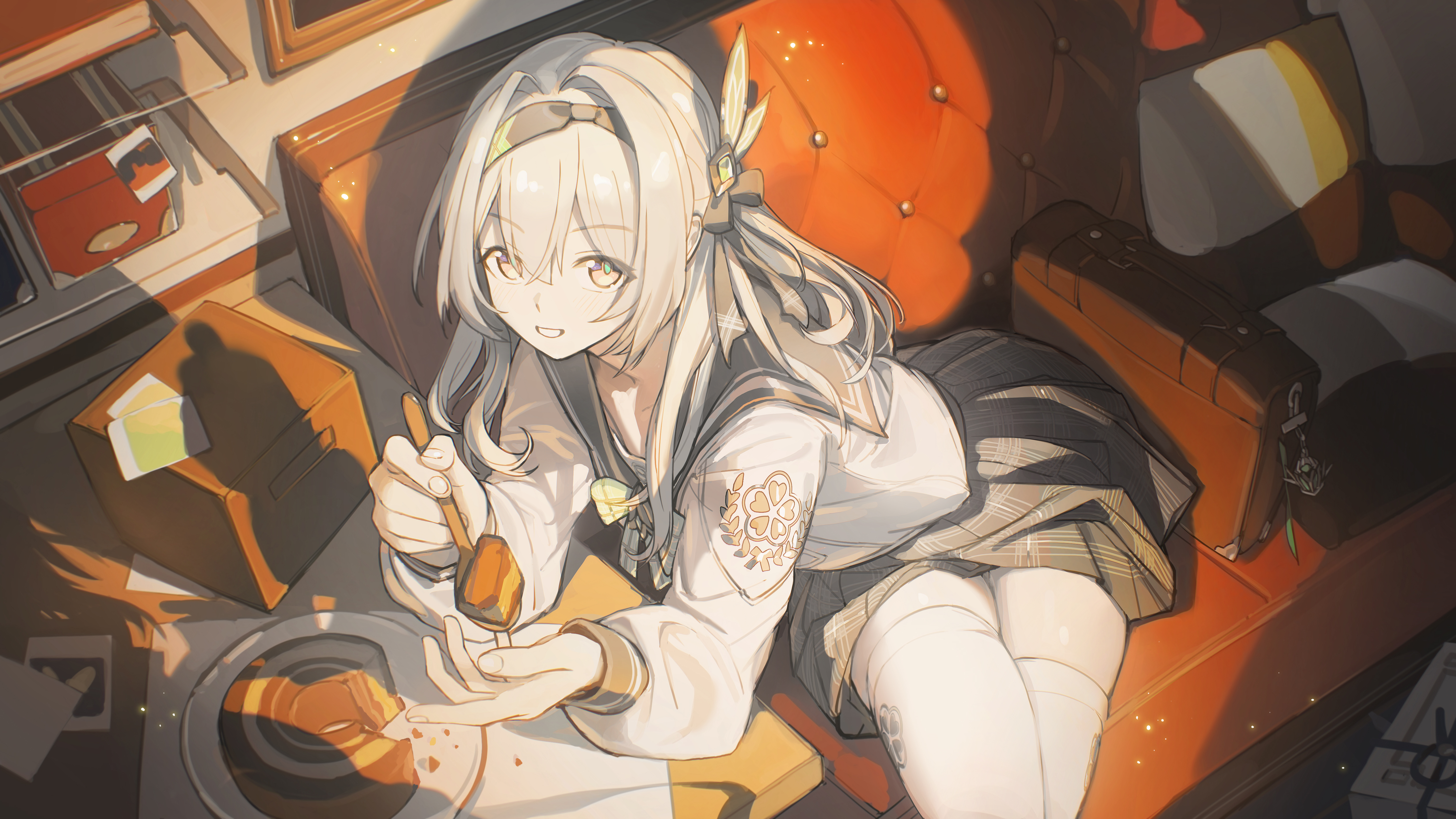 Firefly (Honkai: Star Rail) eating chocolate HD Wallpaper