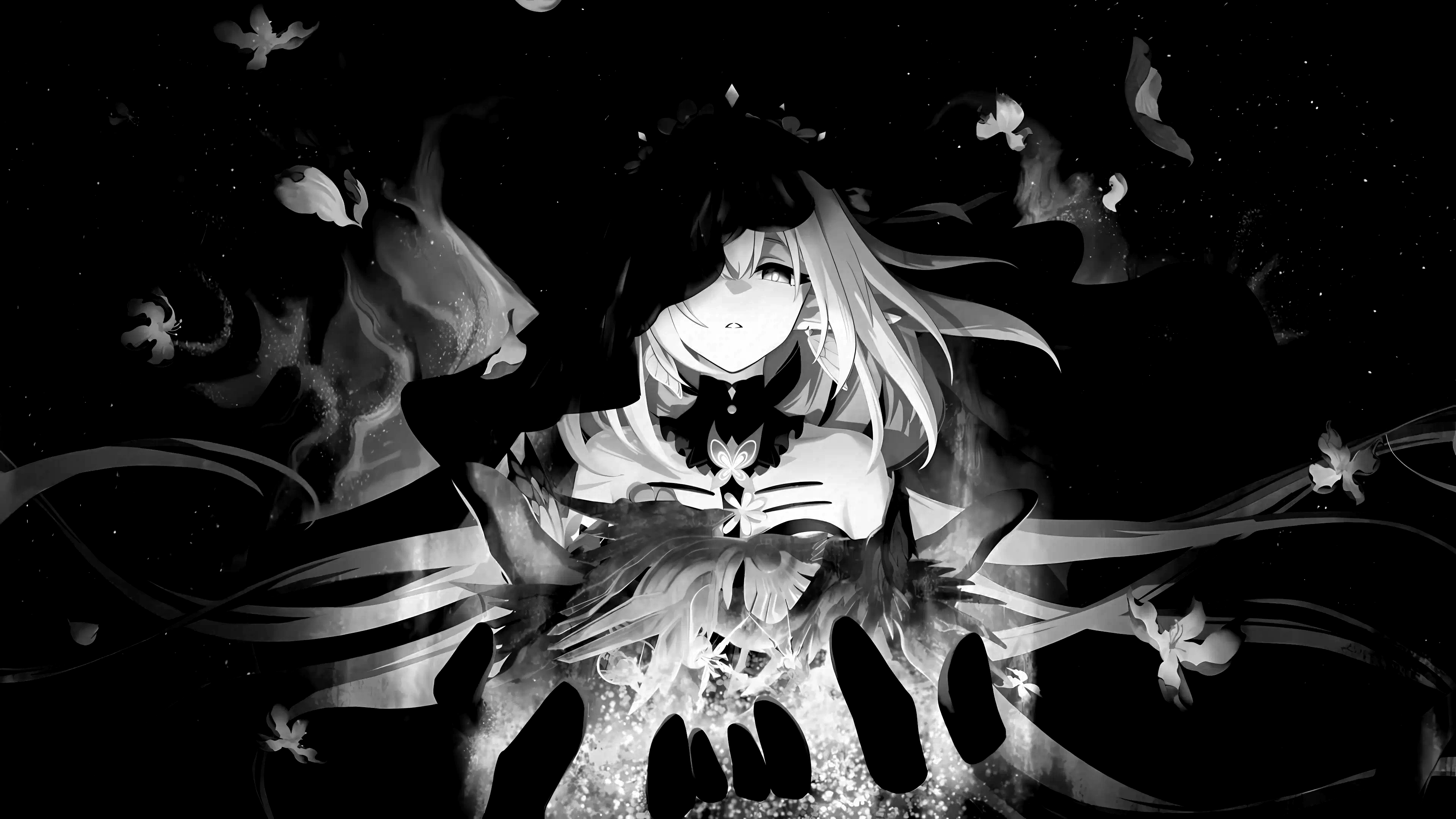 Castorice from Honkai: Star Rail in monochrome HD Wallpaper