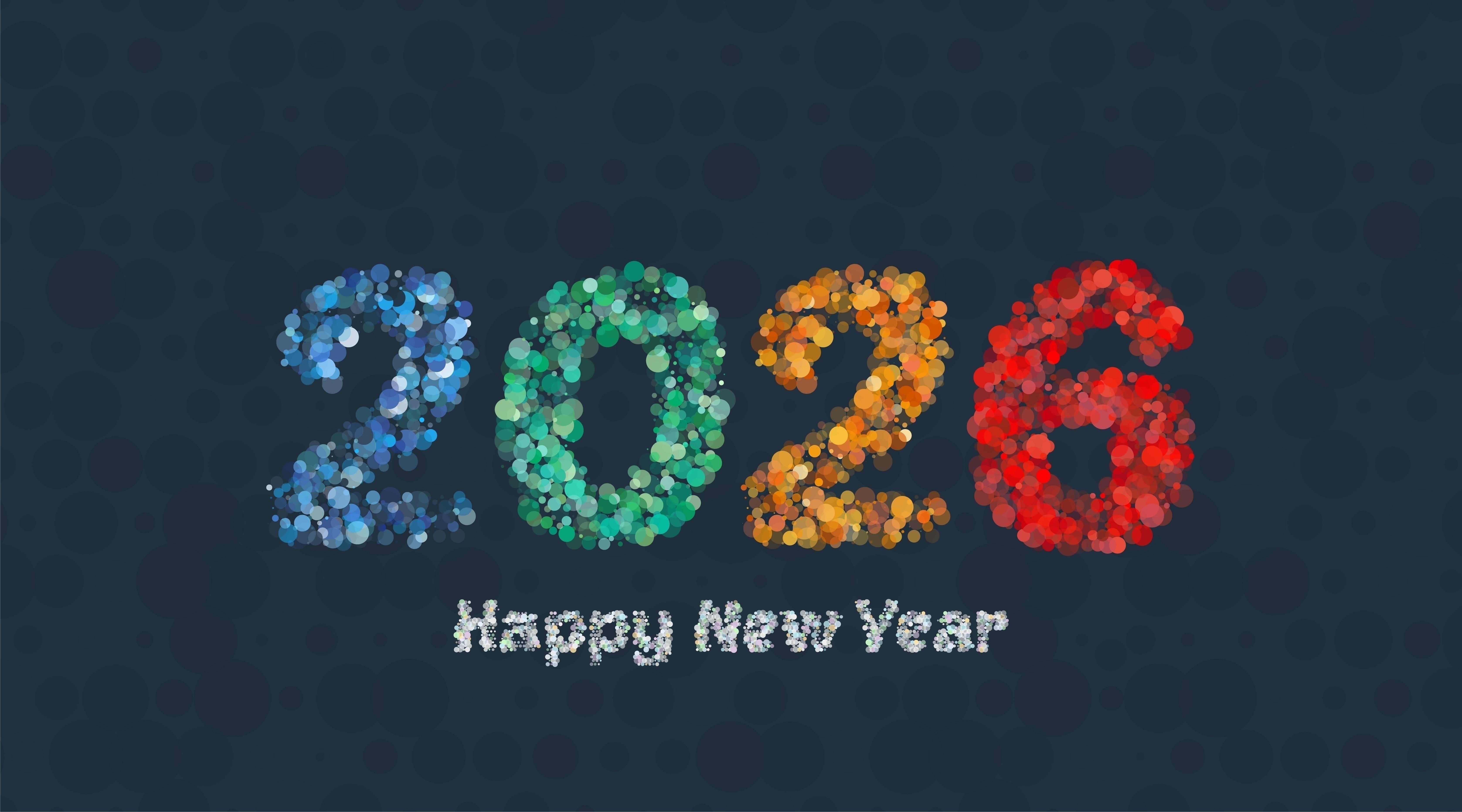 Happy New Year 2026 colorful text HD Wallpaper