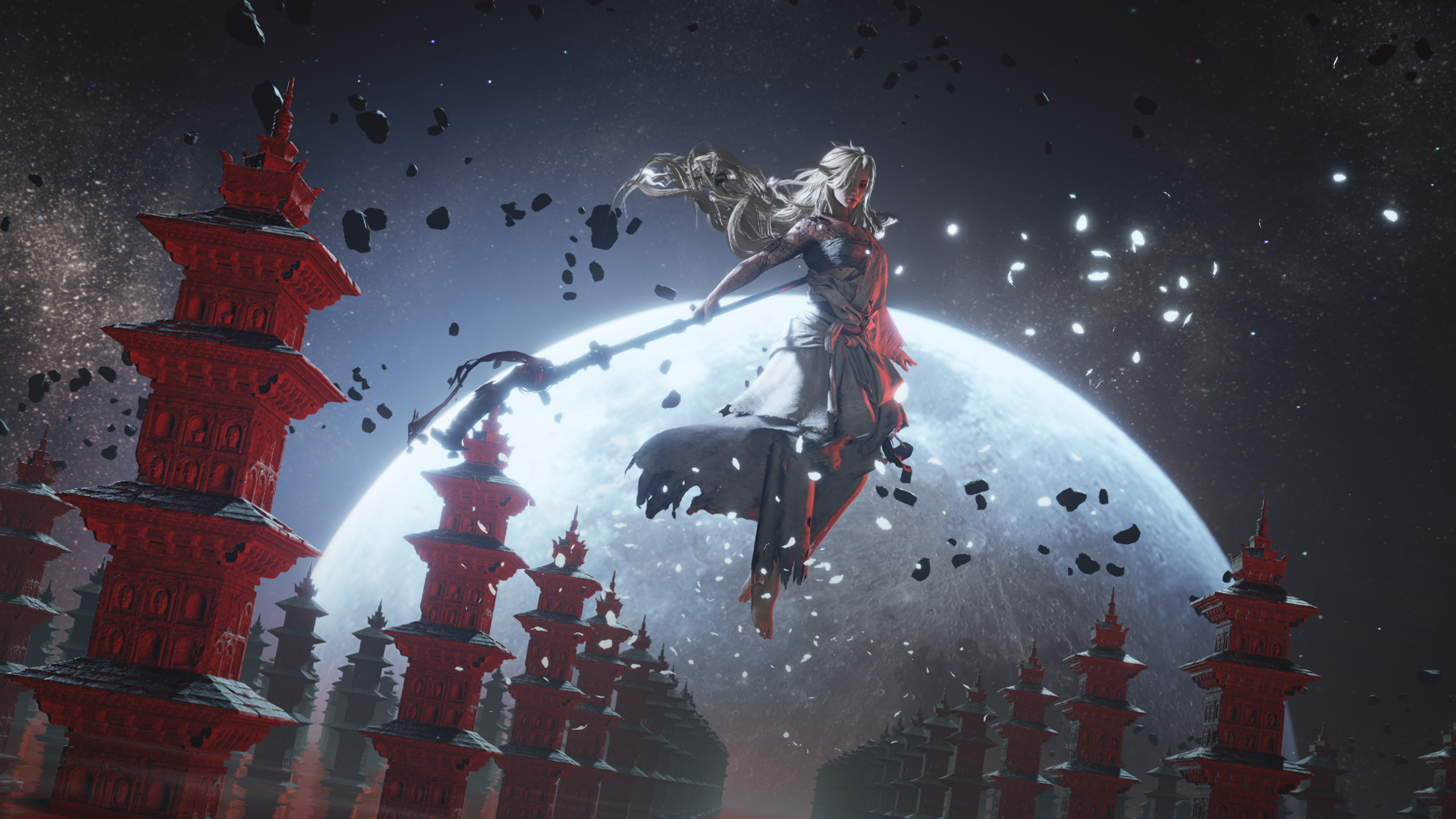 Where Winds Meet: Qianye flying with a scythe HD Wallpaper