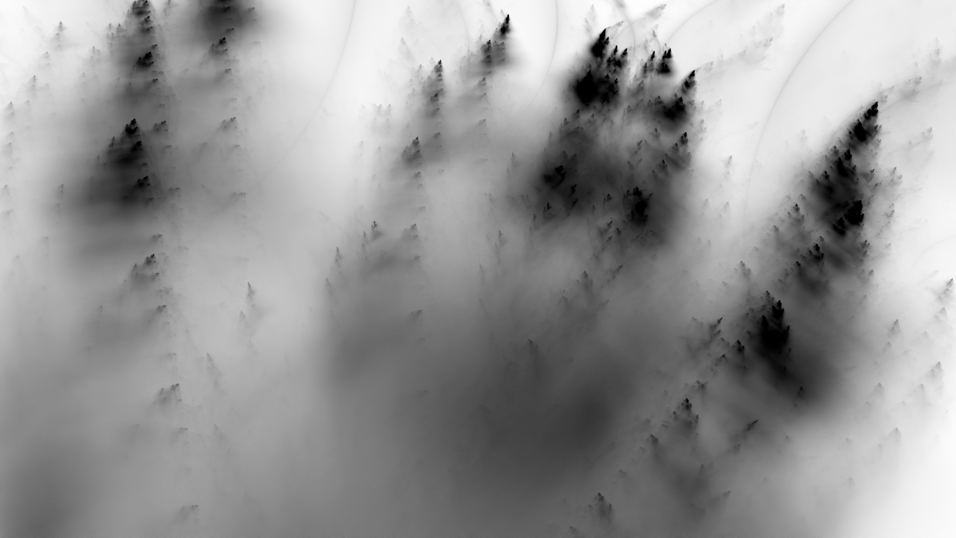 Monochrome fractal forest with fog HD Wallpaper