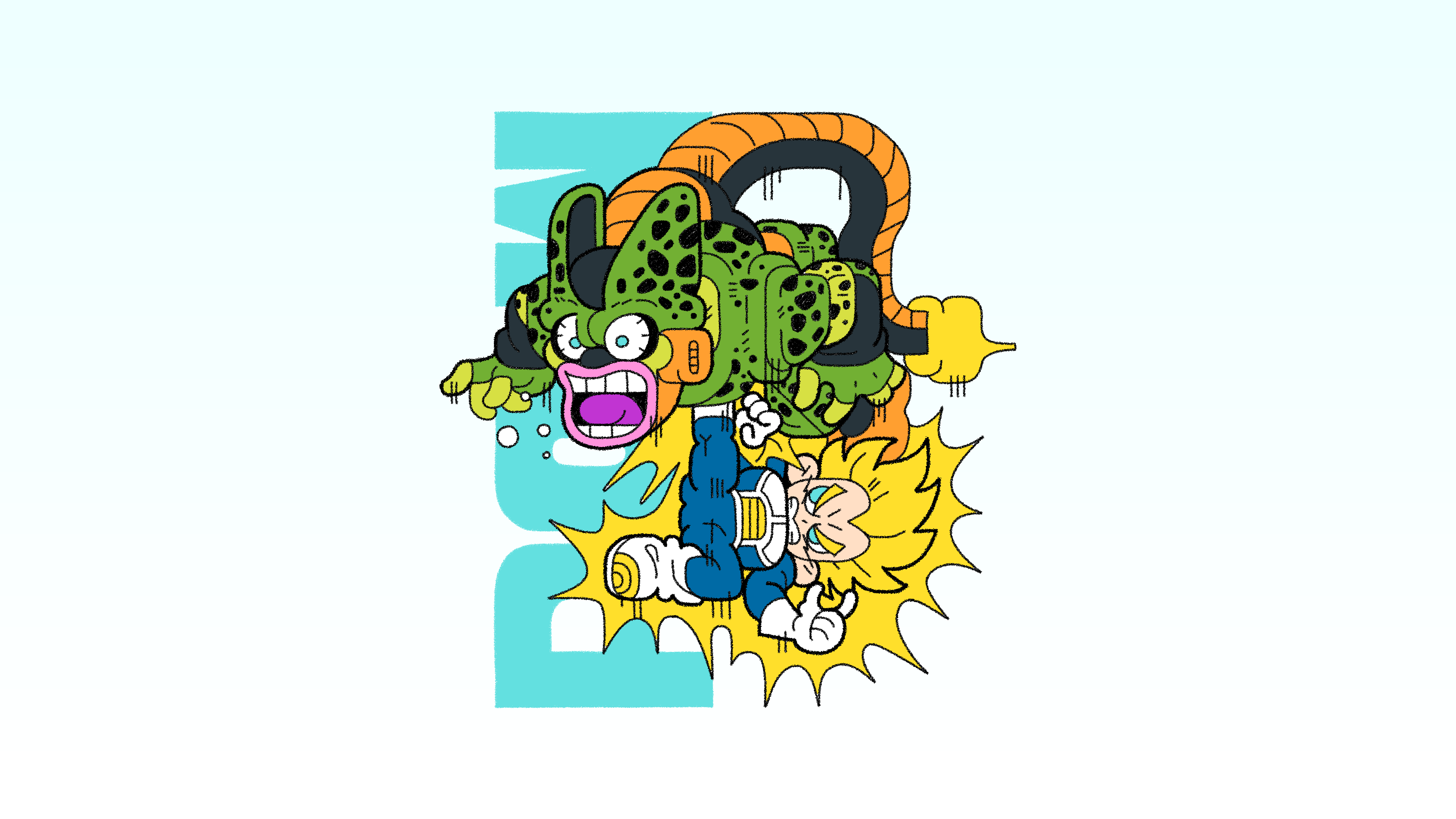 Dragon Ball Z: Cell (Second Form) attacks Super Vegeta HD Wallpaper