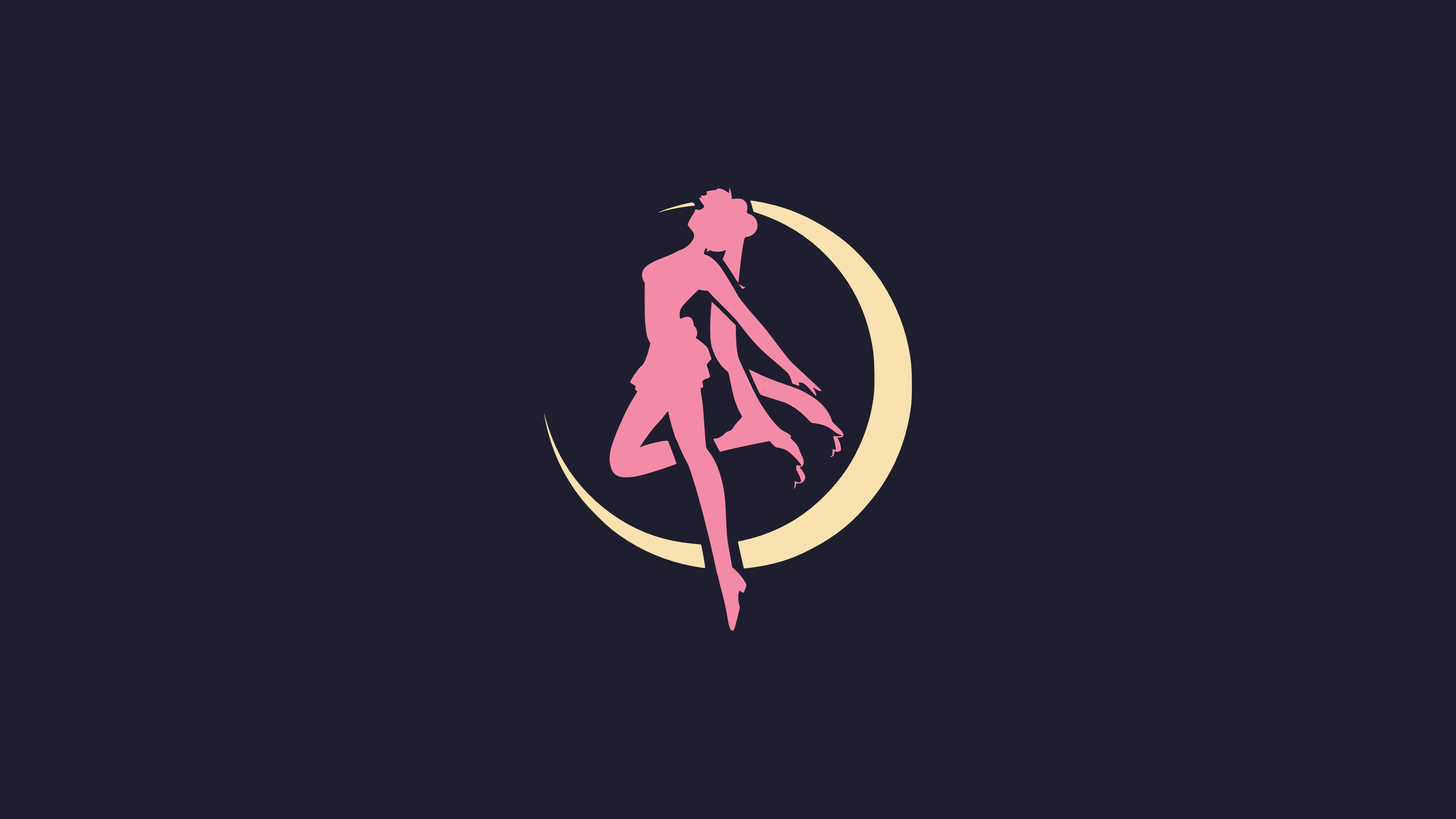 Sailor Moon Silhouette on Crescent Moon HD Wallpaper