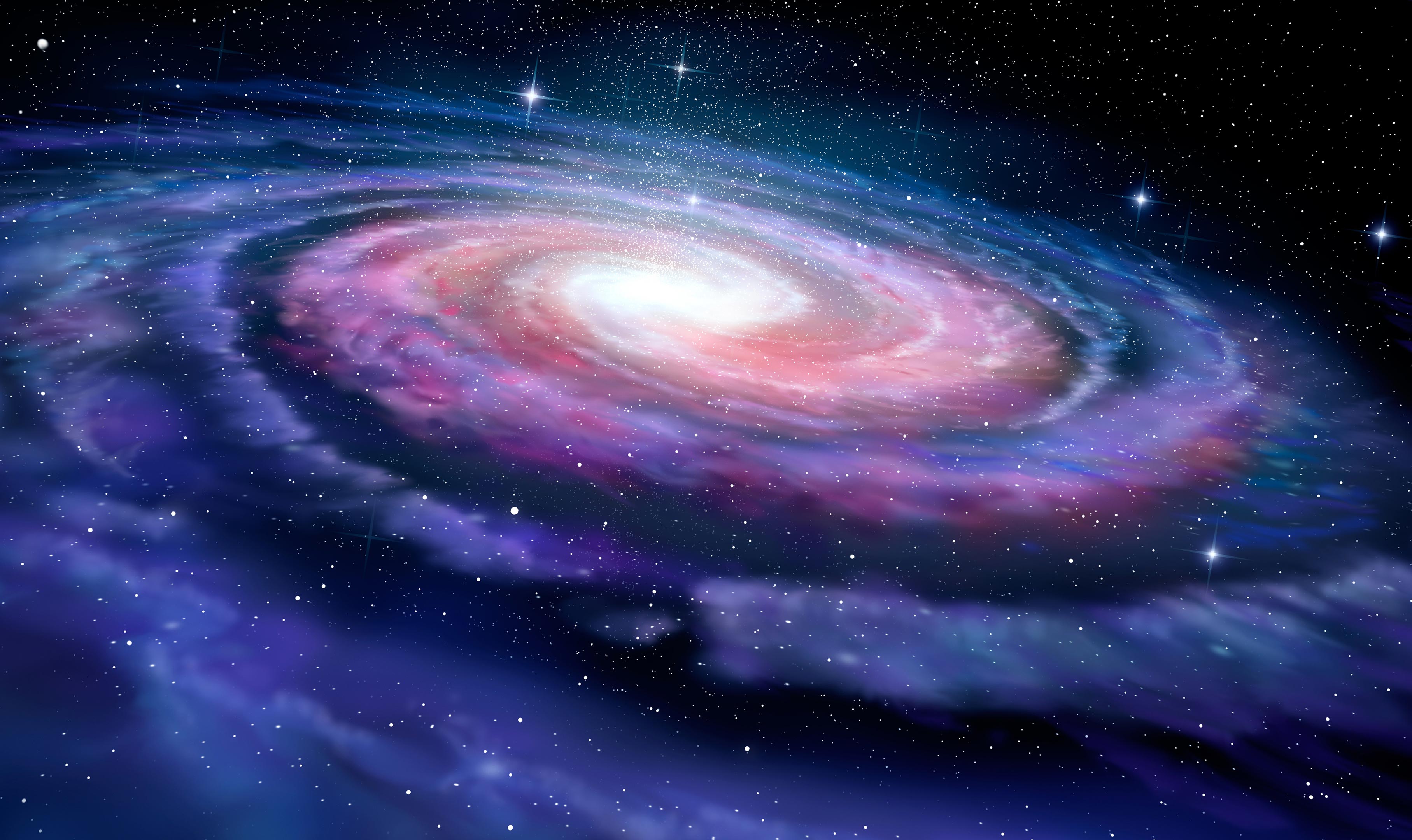 Spiral galaxy with colorful nebula and stars HD Wallpaper