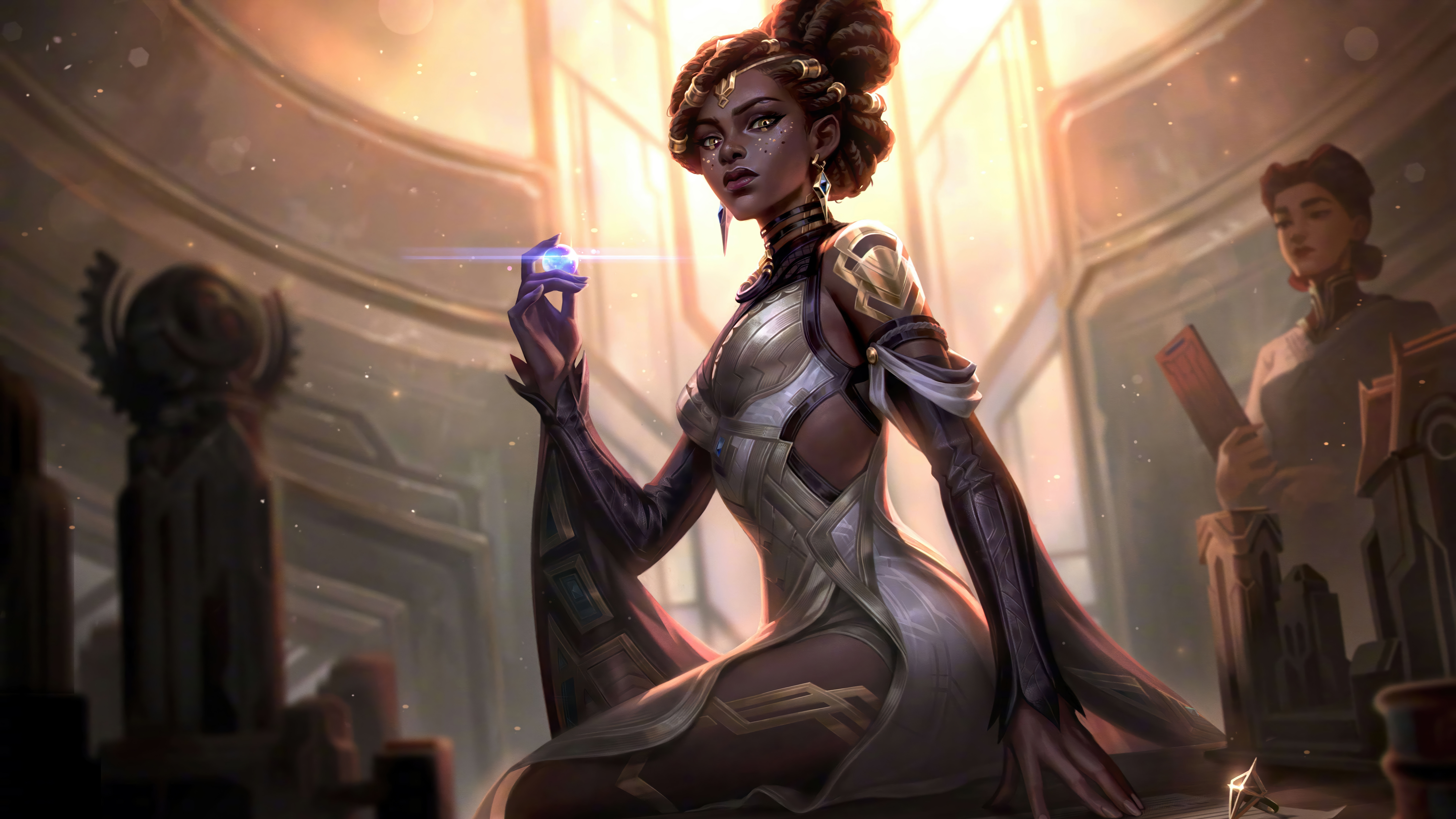 Mel from League of Legends holding a glowing gem HD Wallpaper