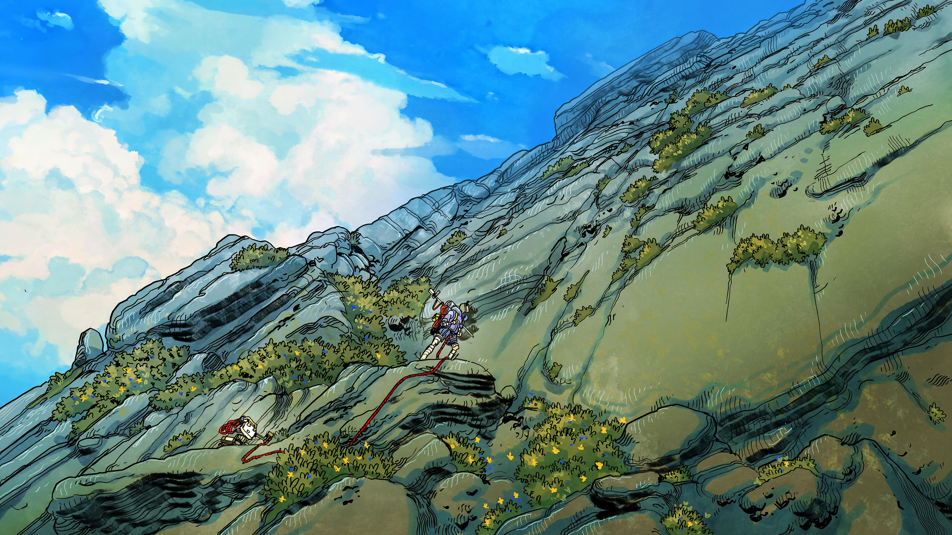 Cairn (game) artwork of mountain climbing HD Wallpaper