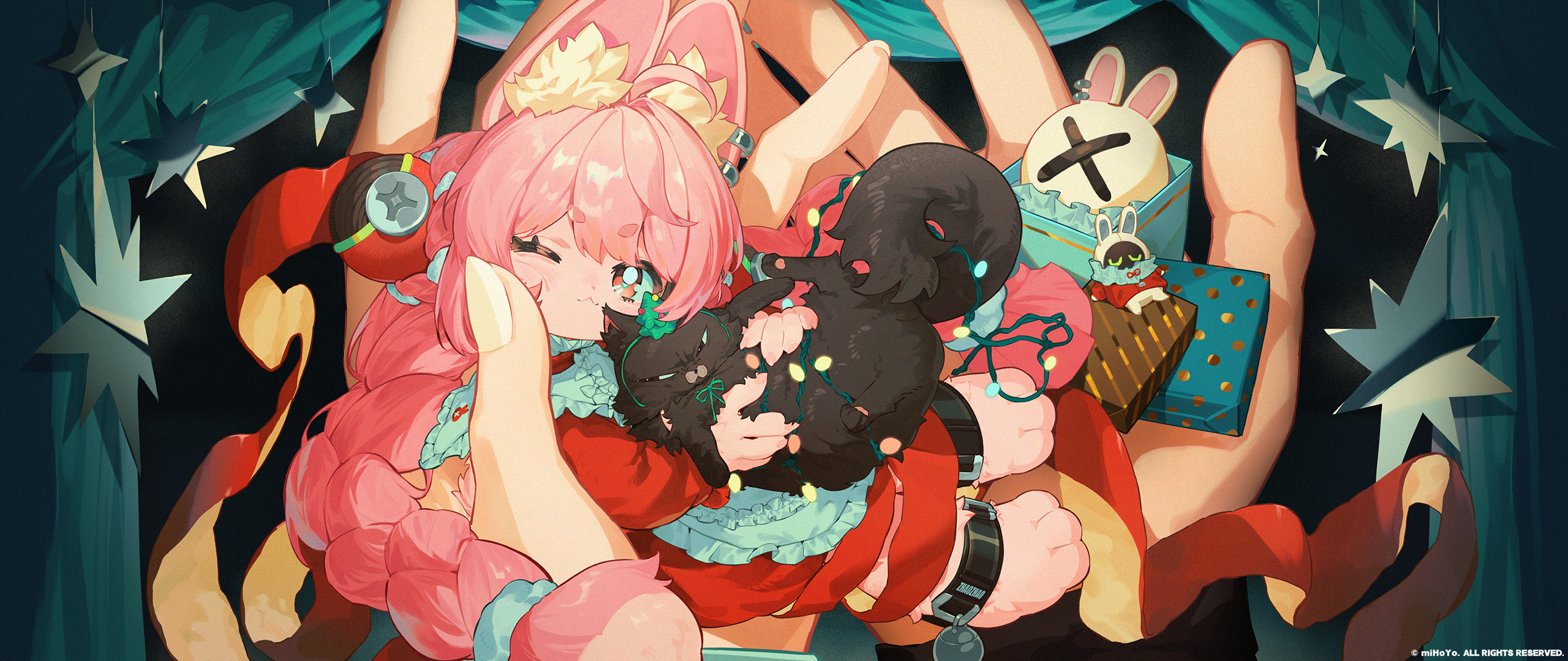 Zhao (Zenless Zone Zero) with a creature and gifts HD Wallpaper