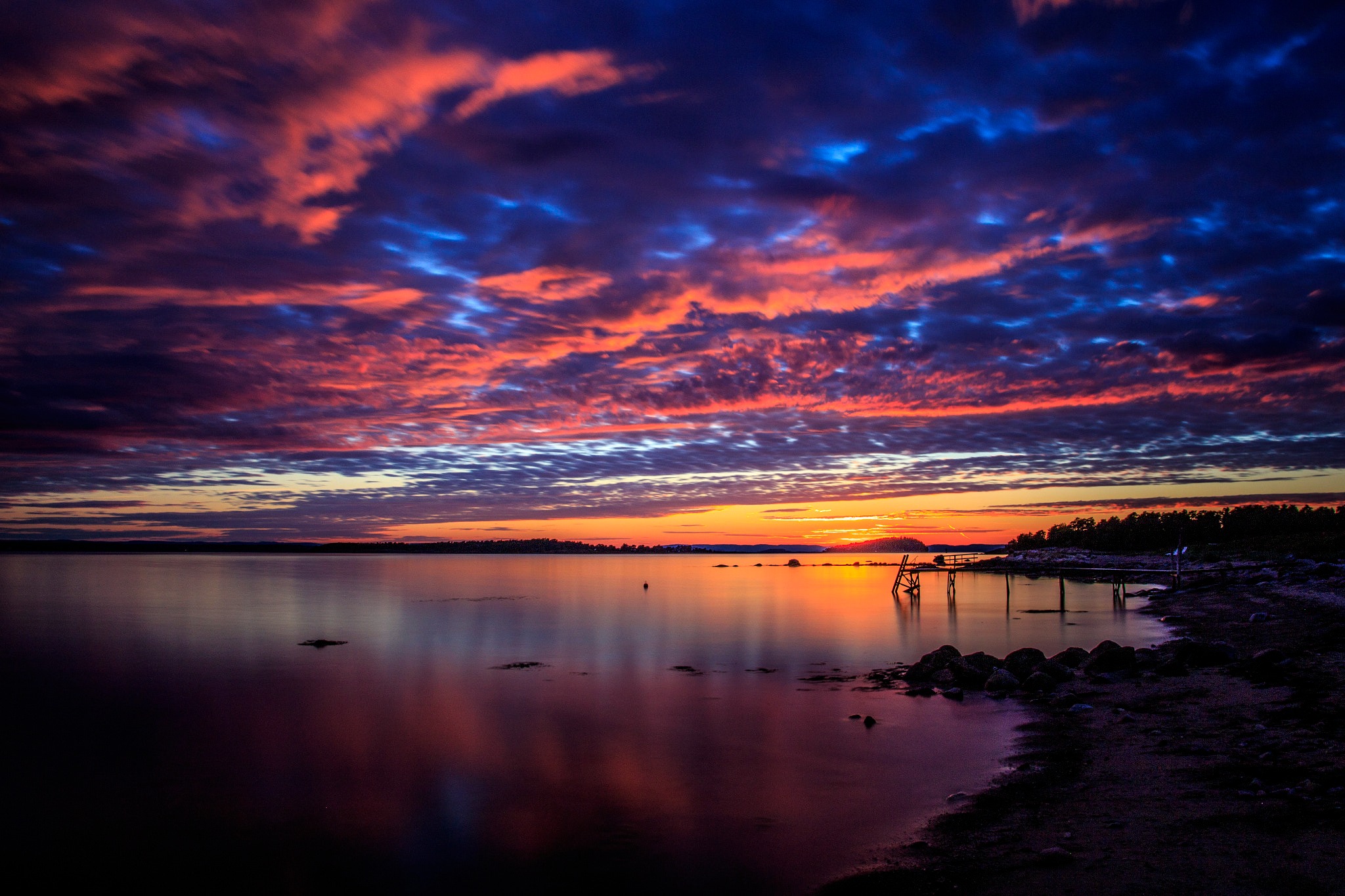 Sunset over the sea with colorful clouds HD Wallpaper