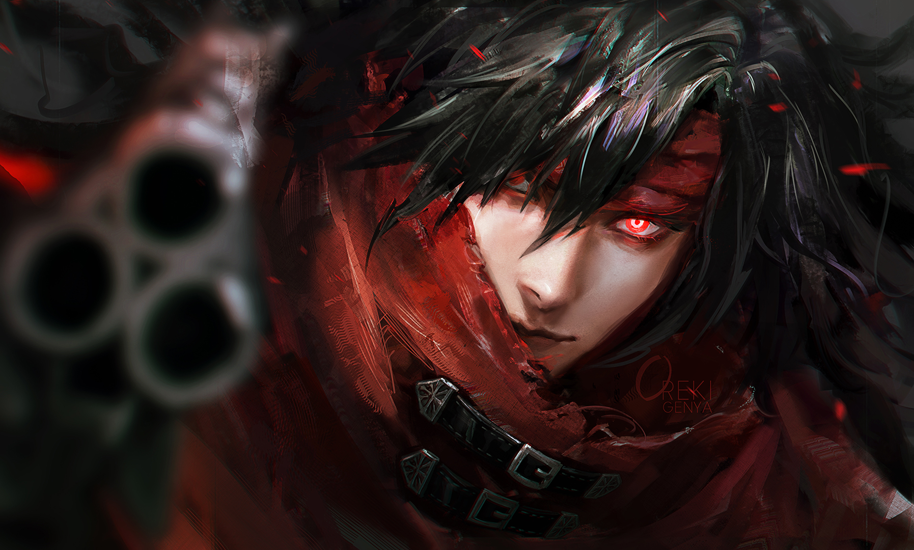 Vincent Valentine from Final Fantasy VII aiming a gun HD Wallpaper