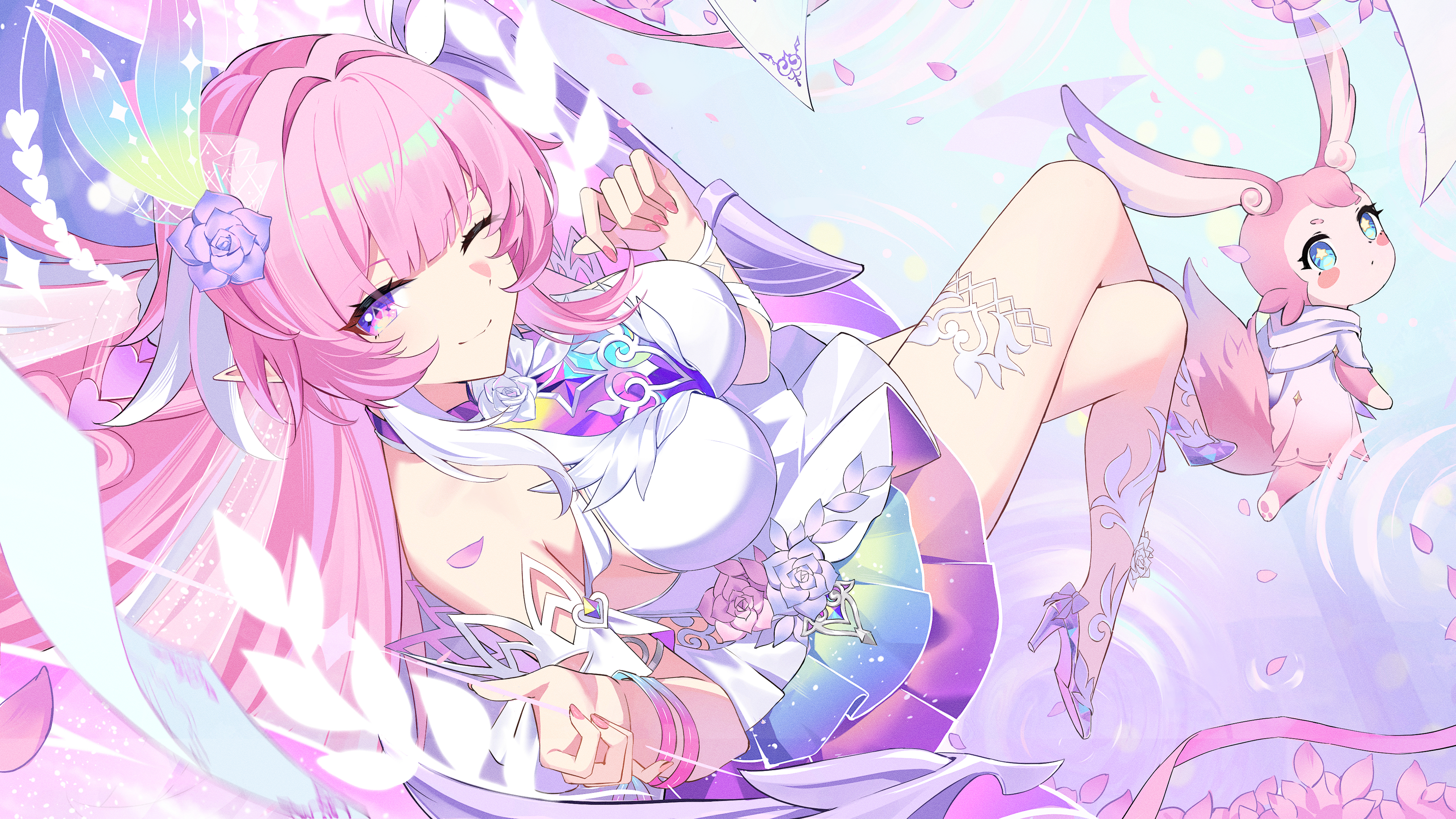 Cyrene from Honkai: Star Rail with pink hair and a white dress HD Wallpaper