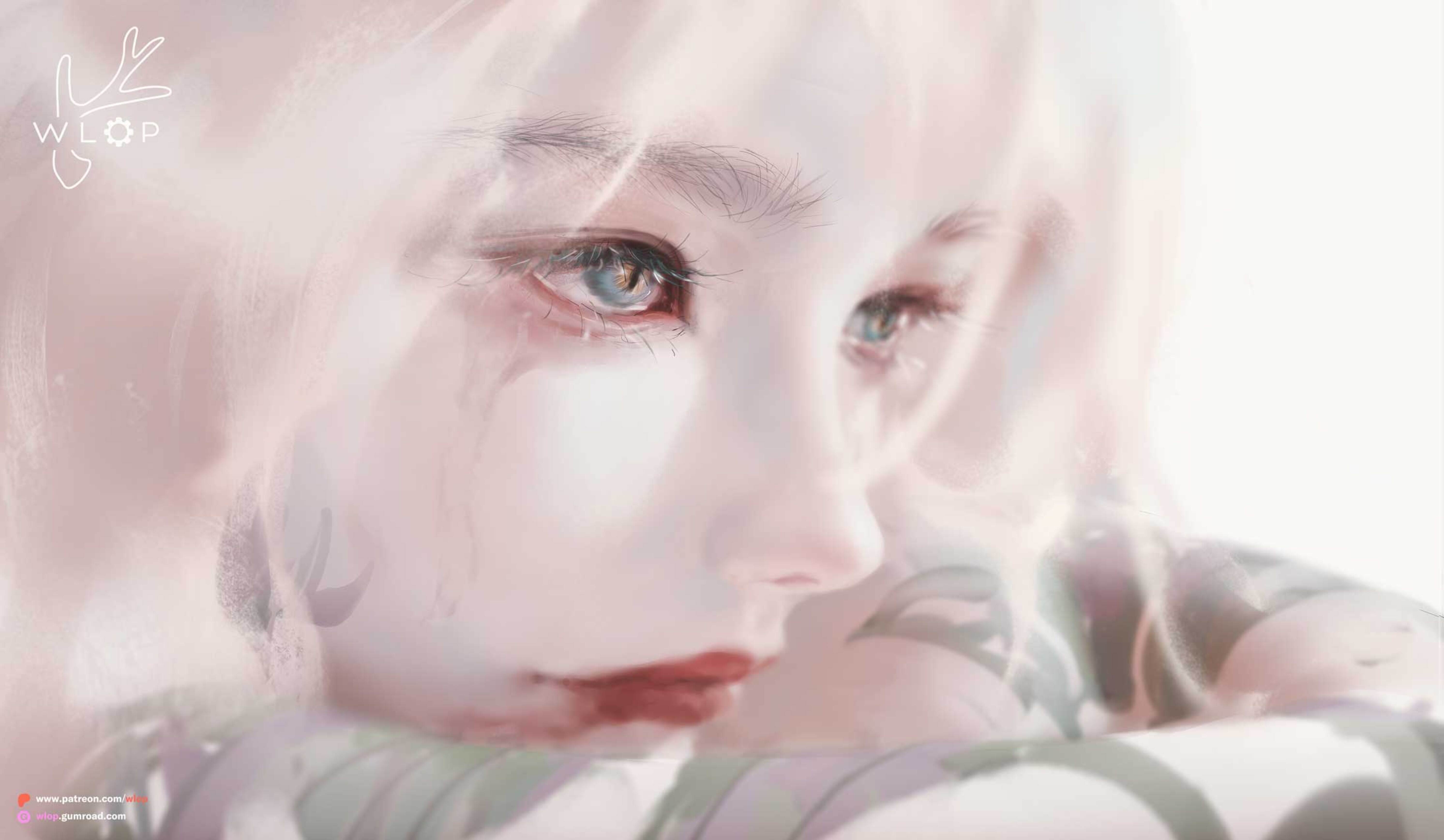 Anime girl with aqua eyes by WLOP HD Wallpaper