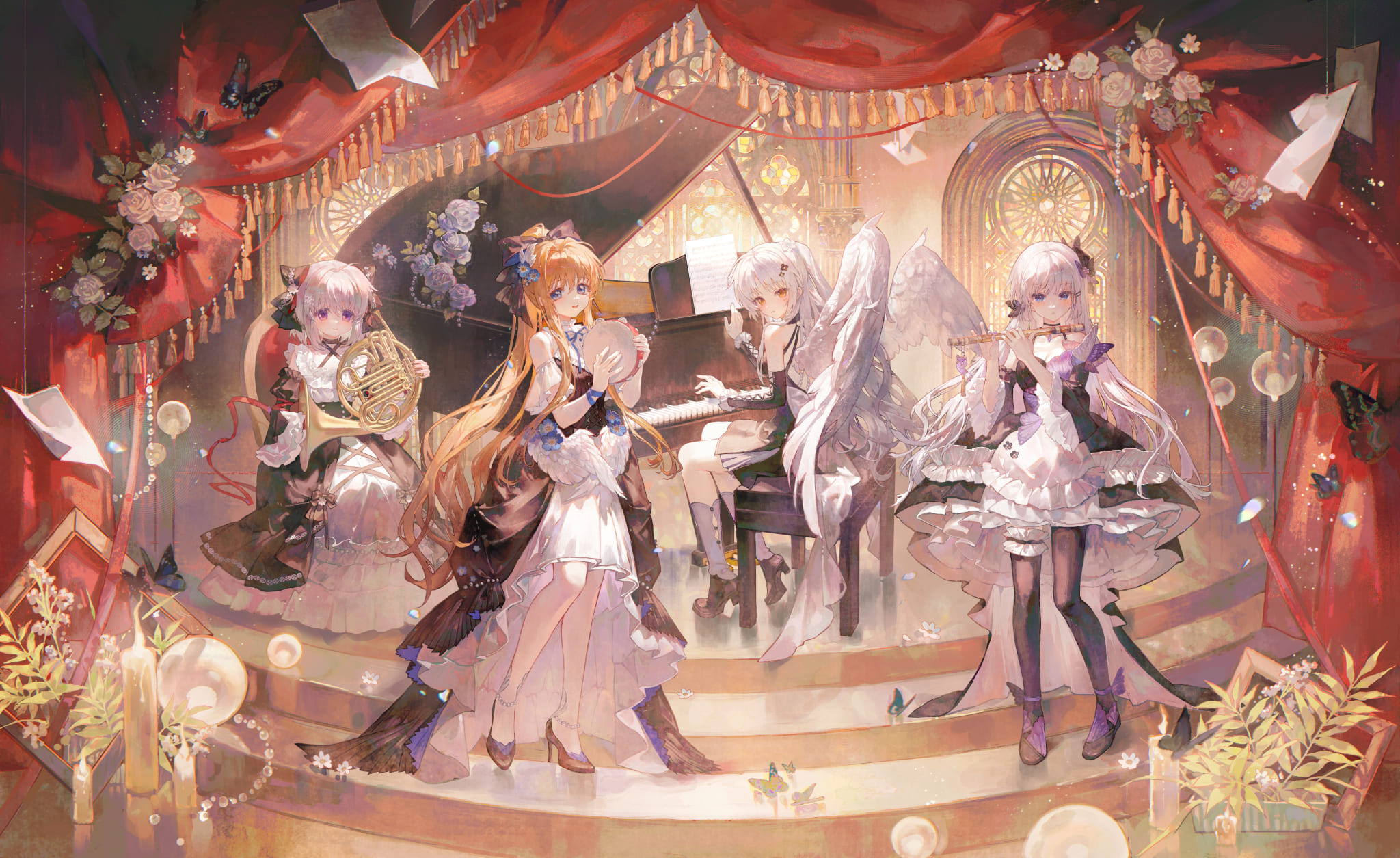Summer Pockets, Rewrite, Angel Beats!, Air Anime Girls Playing Piano HD Wallpaper