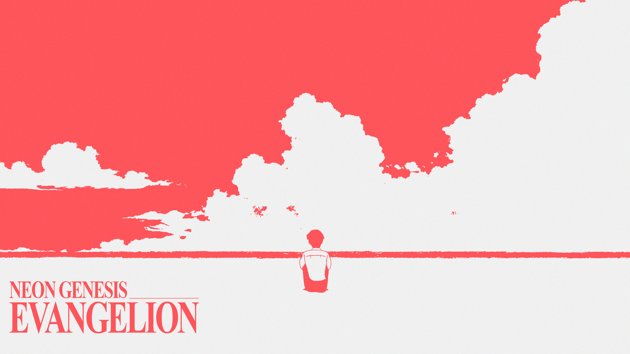 Neon Genesis Evangelion Ikari Shinji Minimalist Clouds HD Wallpaper