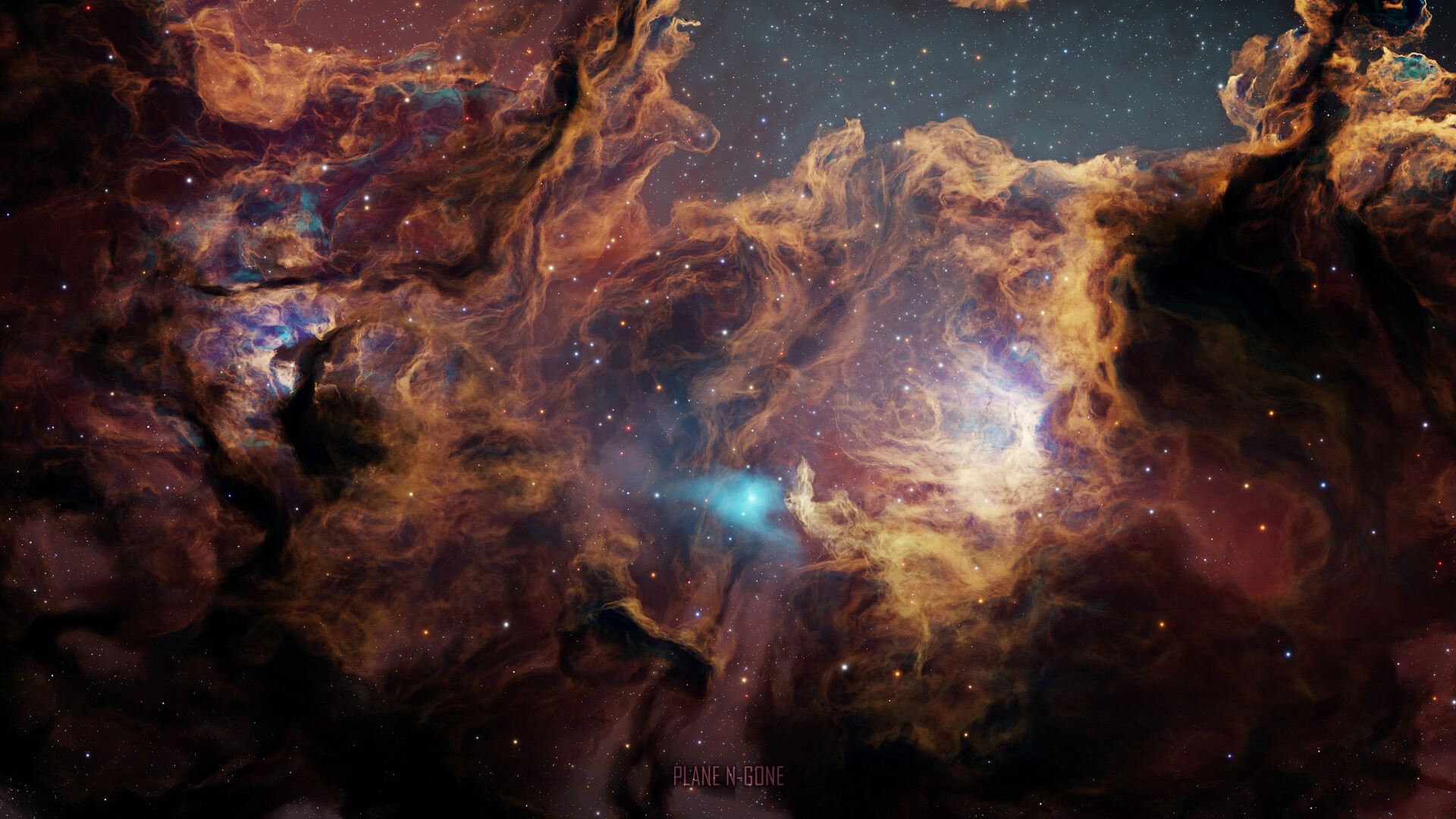 Digital artwork of a colorful nebula with stars HD Wallpaper