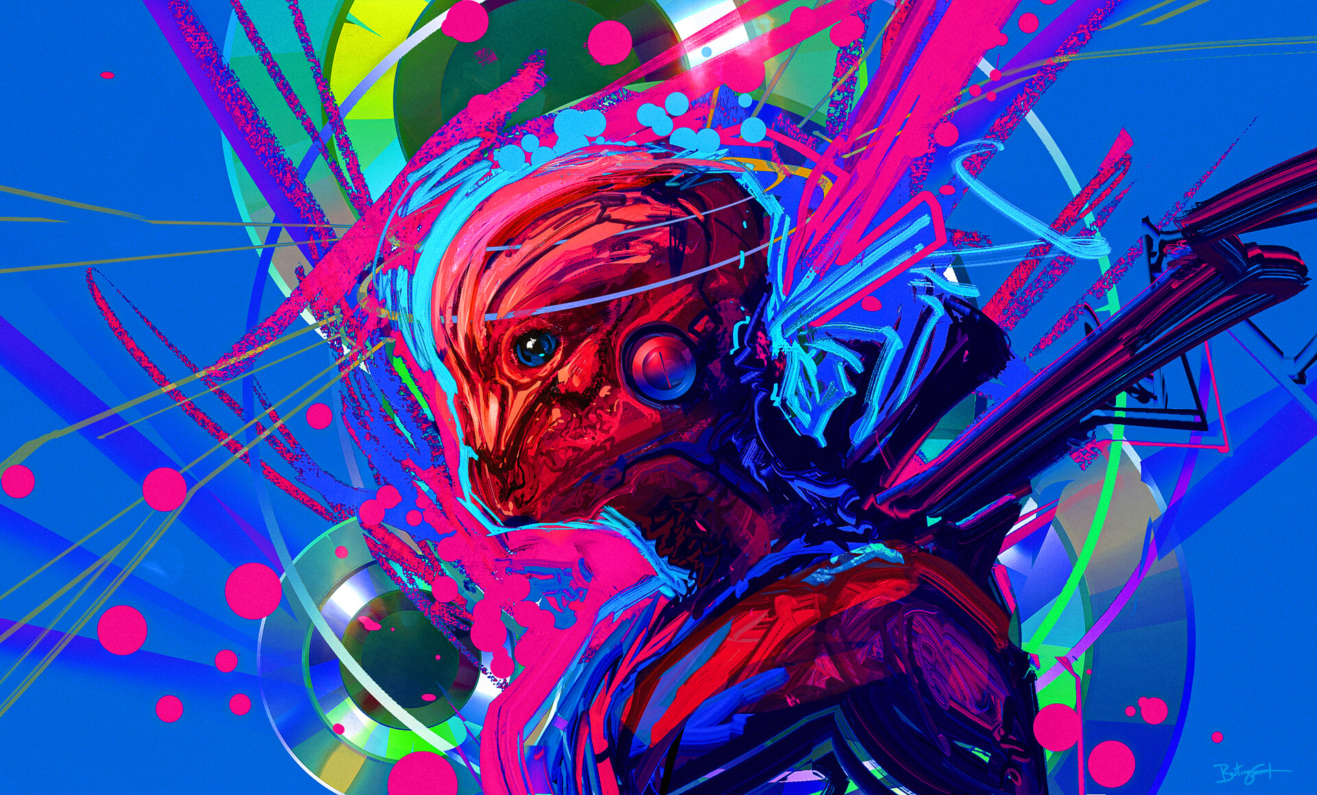 Creature with colorful abstract elements HD Wallpaper