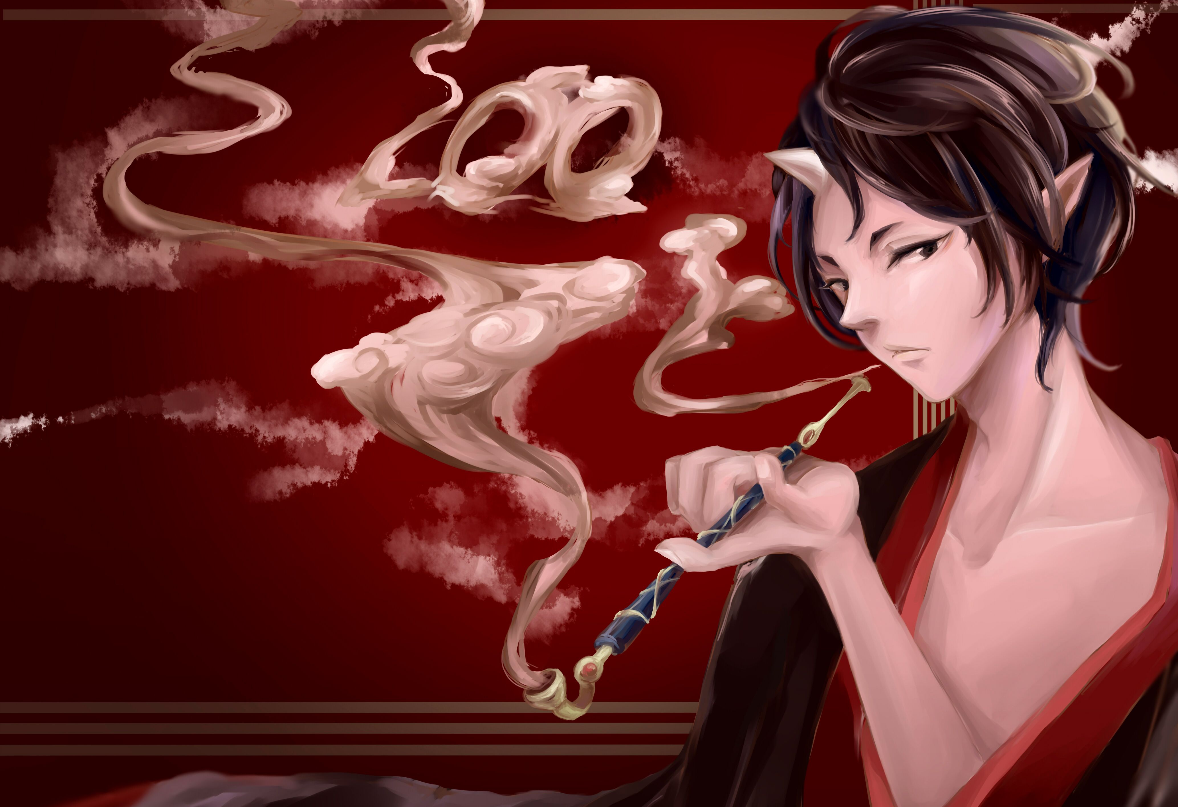 Hoozuki from Hoozuki No Reitetsu smoking HD Wallpaper