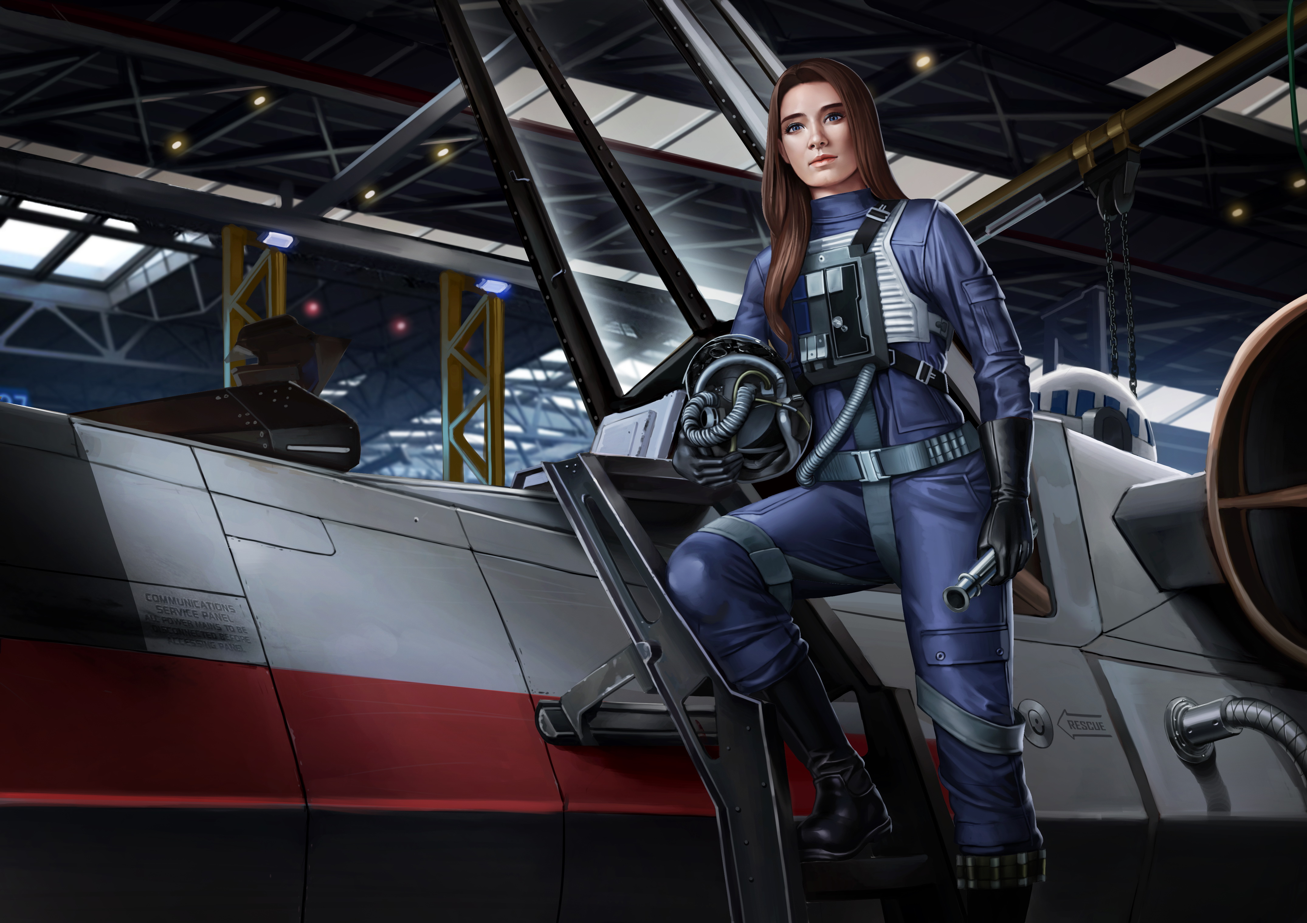 Star Wars Pilot Standing by X-Wing Fighter 4K HD Wallpaper