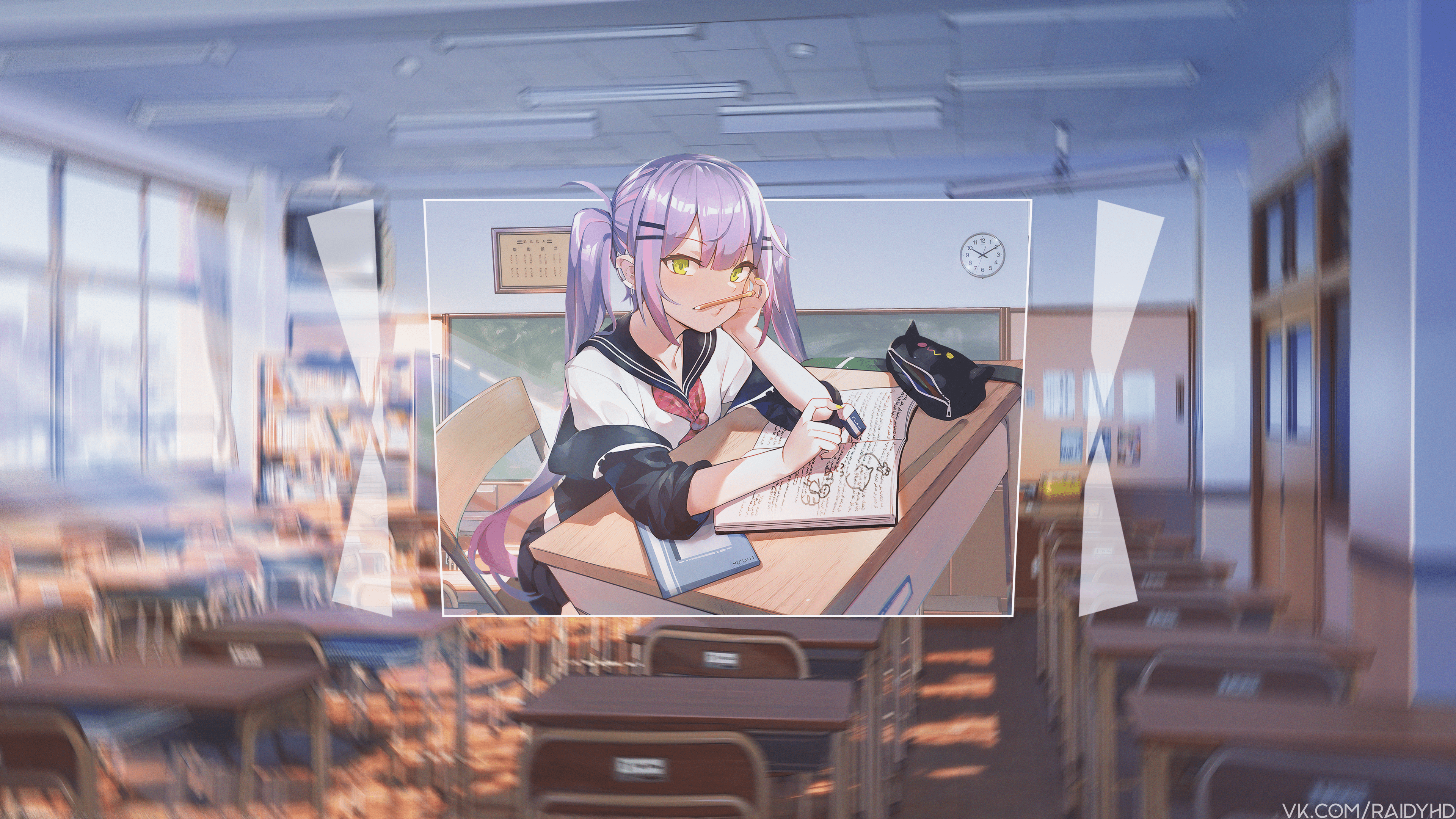 Tokoyami Towa in a Classroom 4K HD Wallpaper