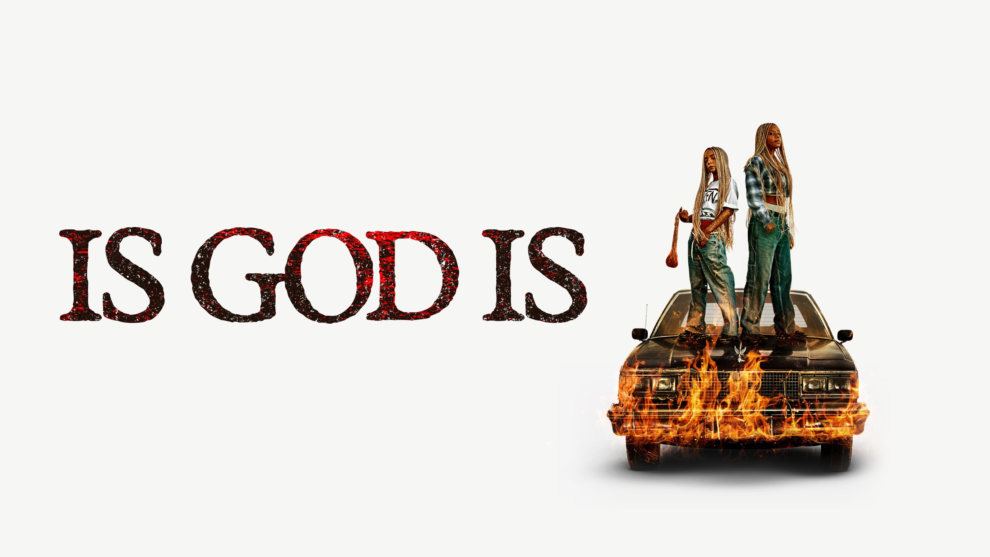 Two women on a burning car in Is God Is HD Wallpaper