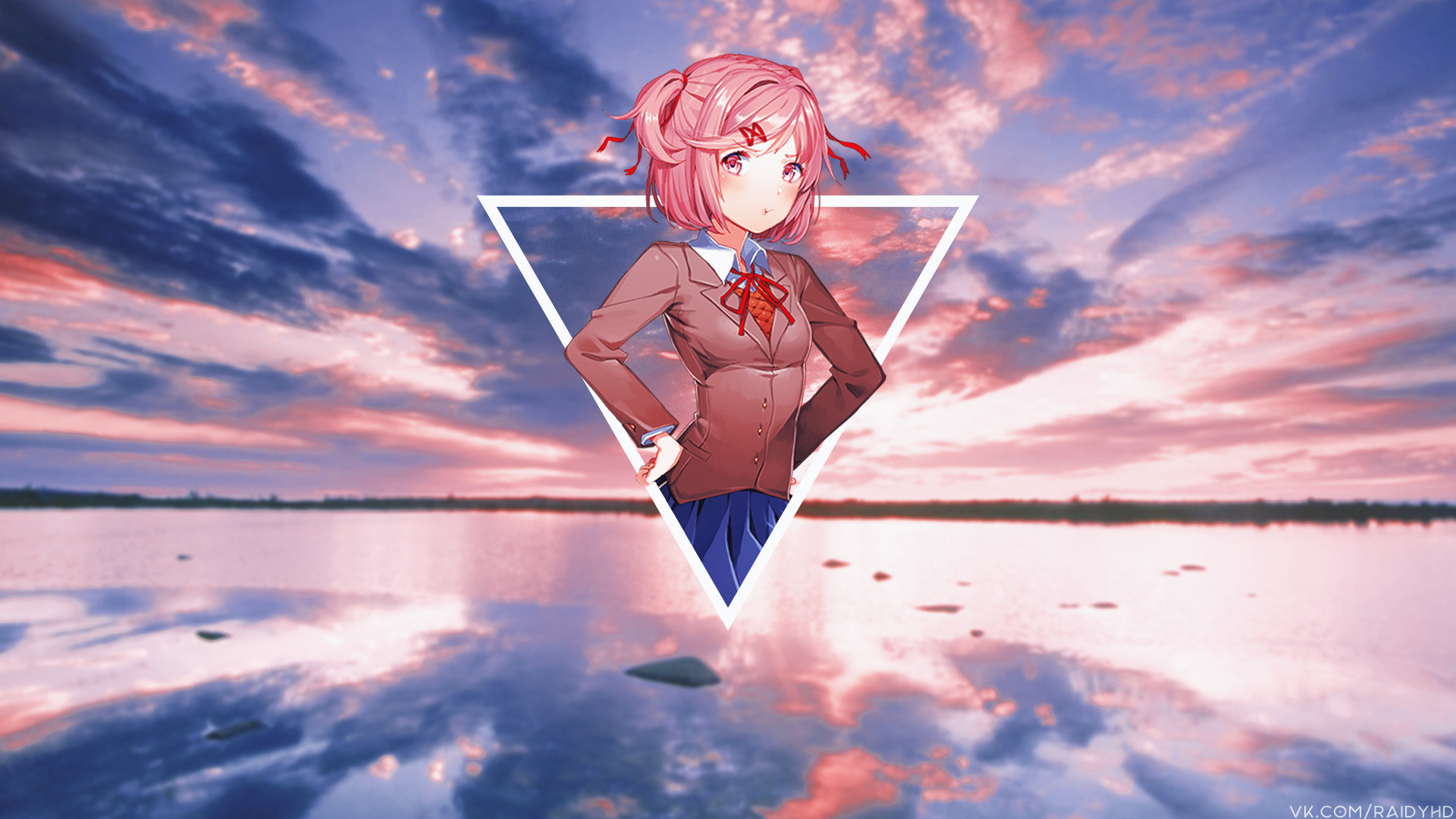 Natsuki from Doki Doki Literature Club! with Pink Hair HD Wallpaper