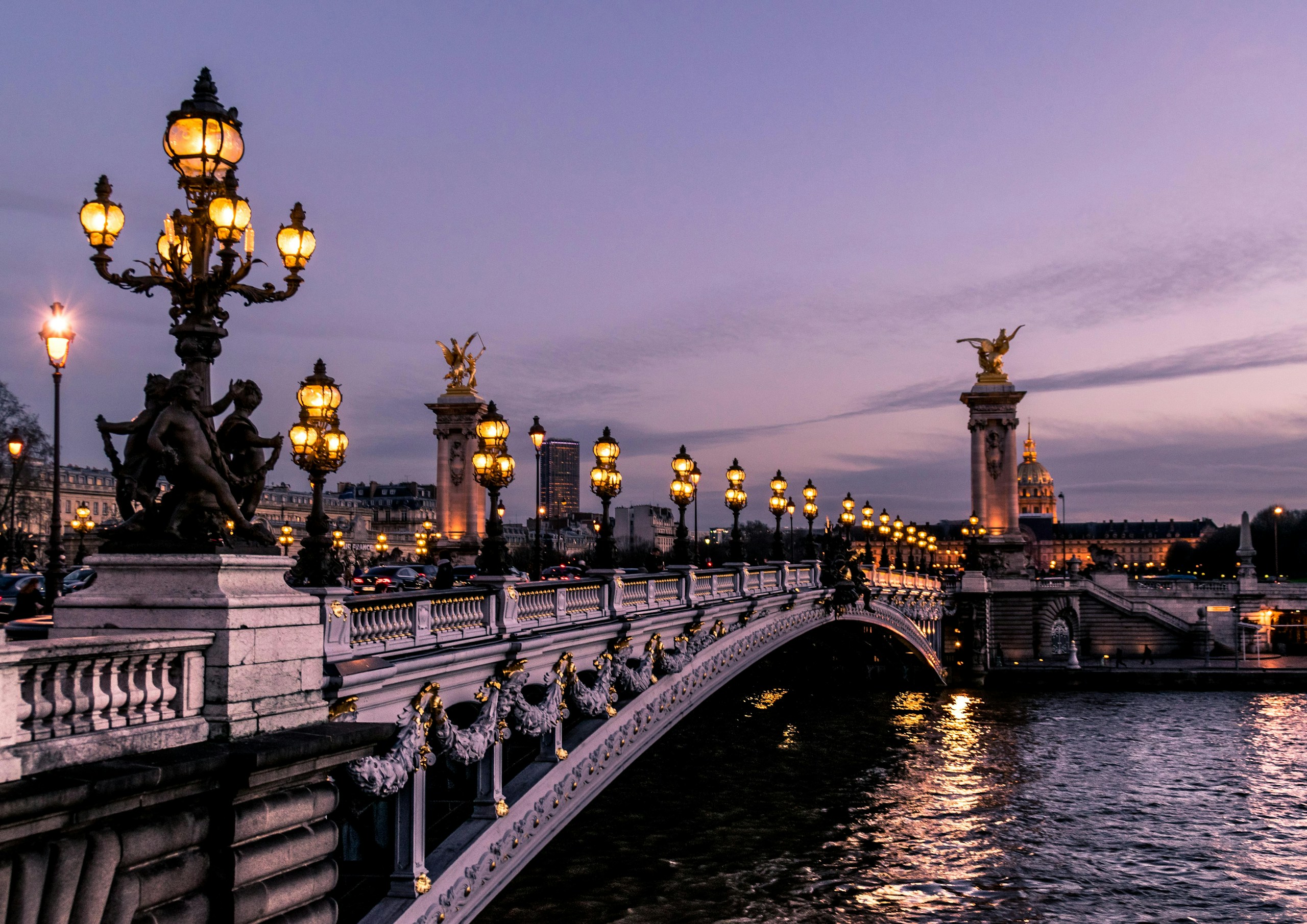 Pont Alexandre III Bridge in Paris at Dusk HD Wallpaper