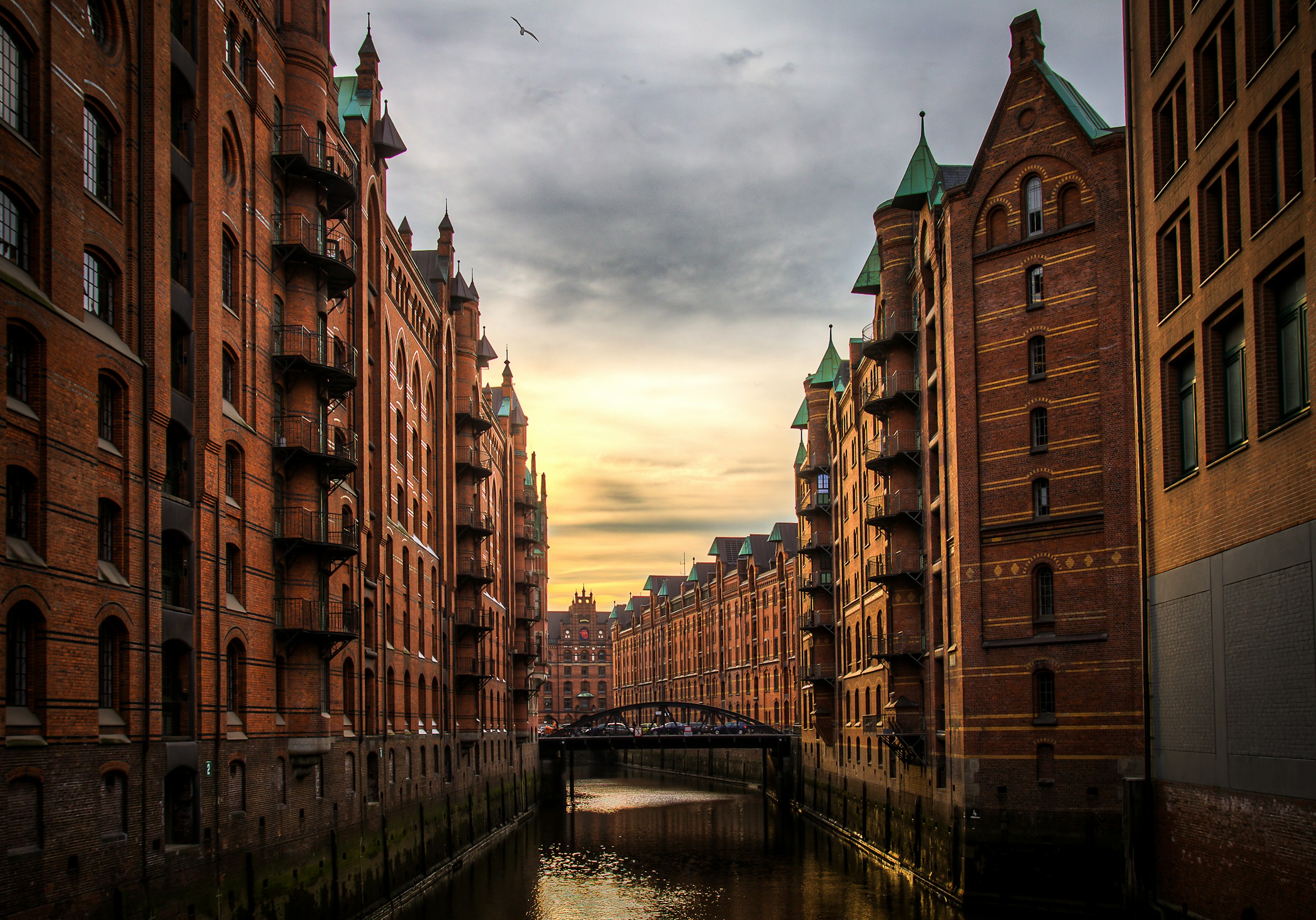 Speicherstadt District in Hamburg Germany at Sunset HD Wallpaper