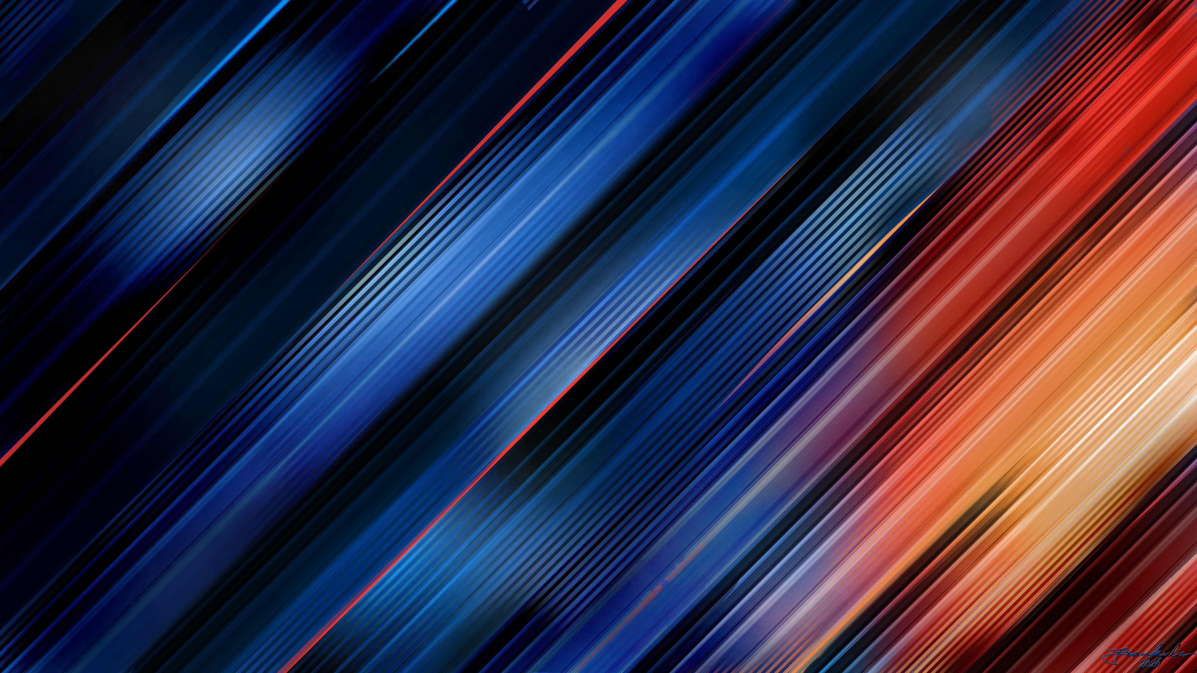 Abstract Diagonal Blue and Orange Light Streaks HD Wallpaper