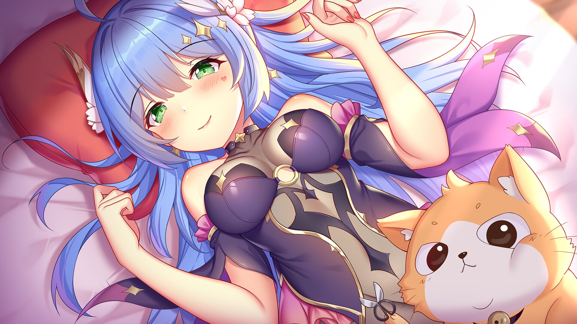 Sakura Hime lying on bed in Sakura Hime 6 HD Wallpaper