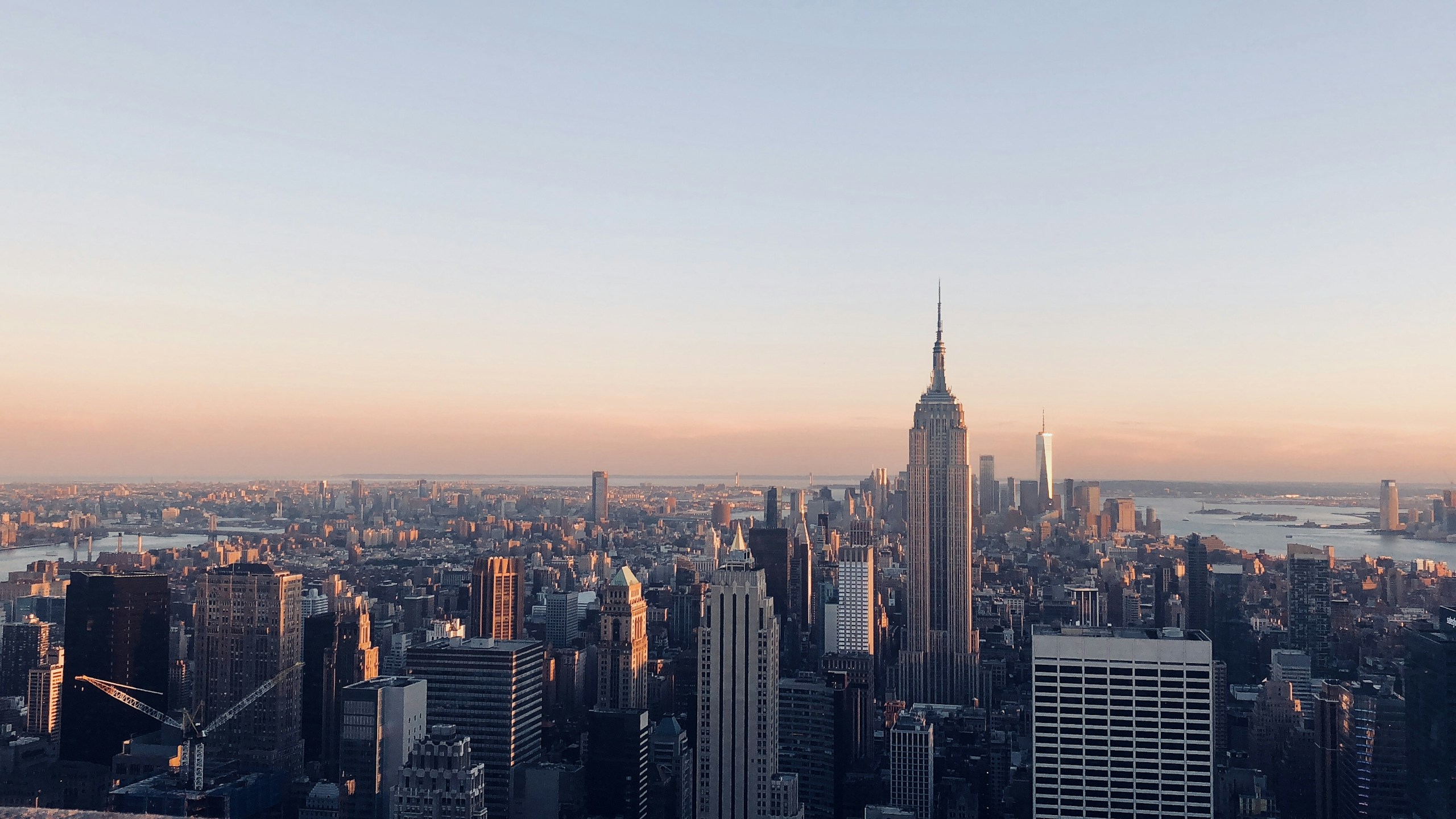 Empire State Building and New York City Skyline at Sunset HD Wallpaper