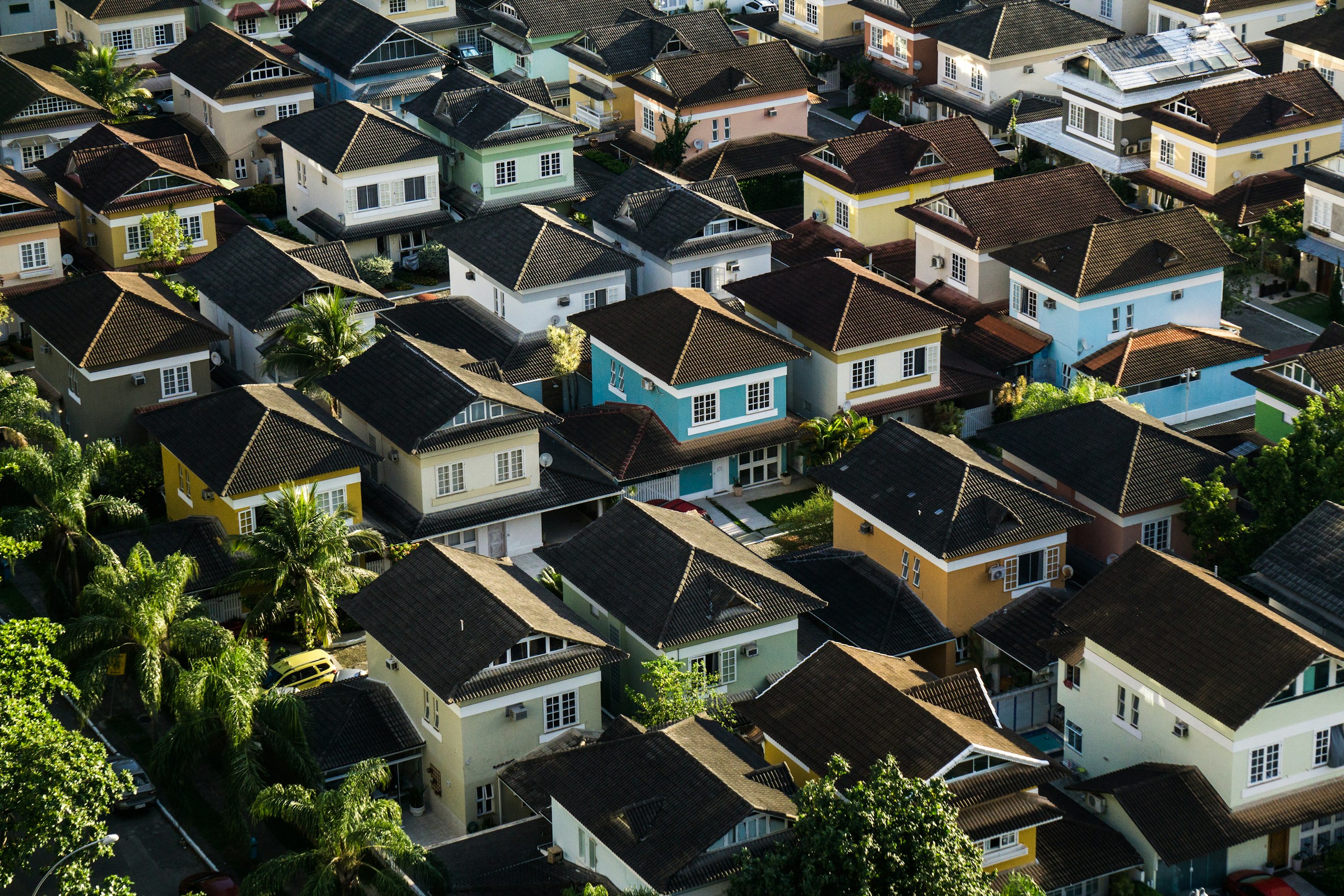 Aerial View of Suburban Neighborhood Houses HD Wallpaper