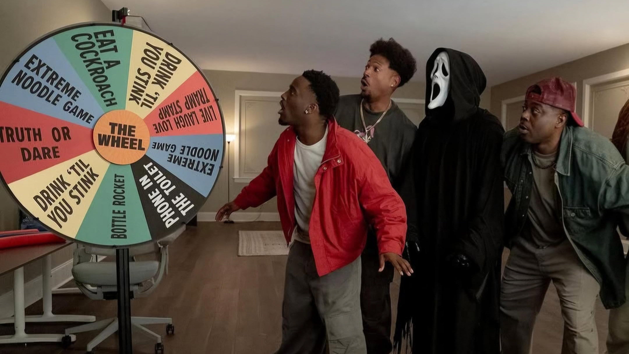 Ghostface and Men Reacting to a Game Wheel HD Wallpaper