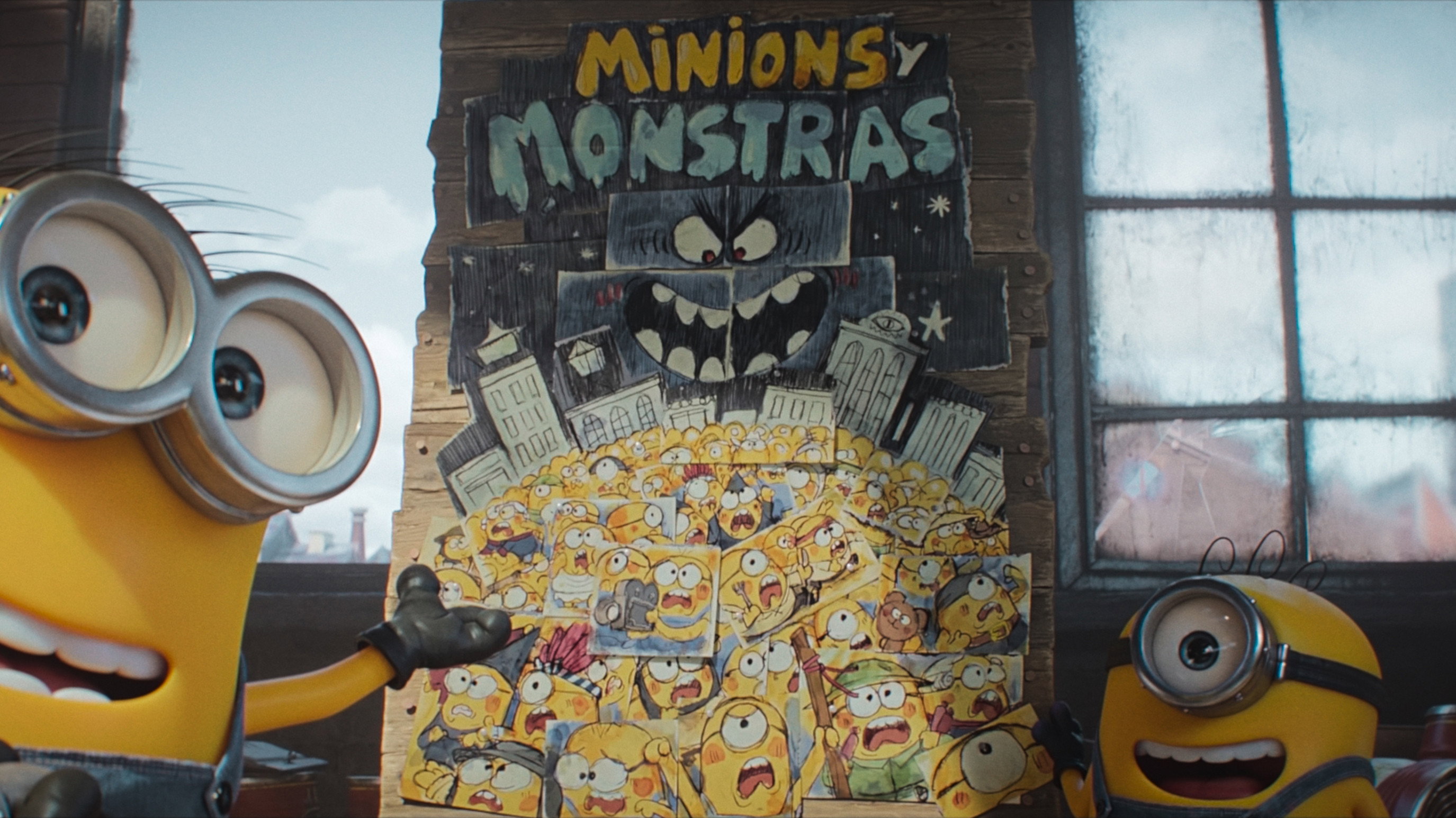Minions Presenting Hand-Drawn Minions and Monsters Poster HD Wallpaper