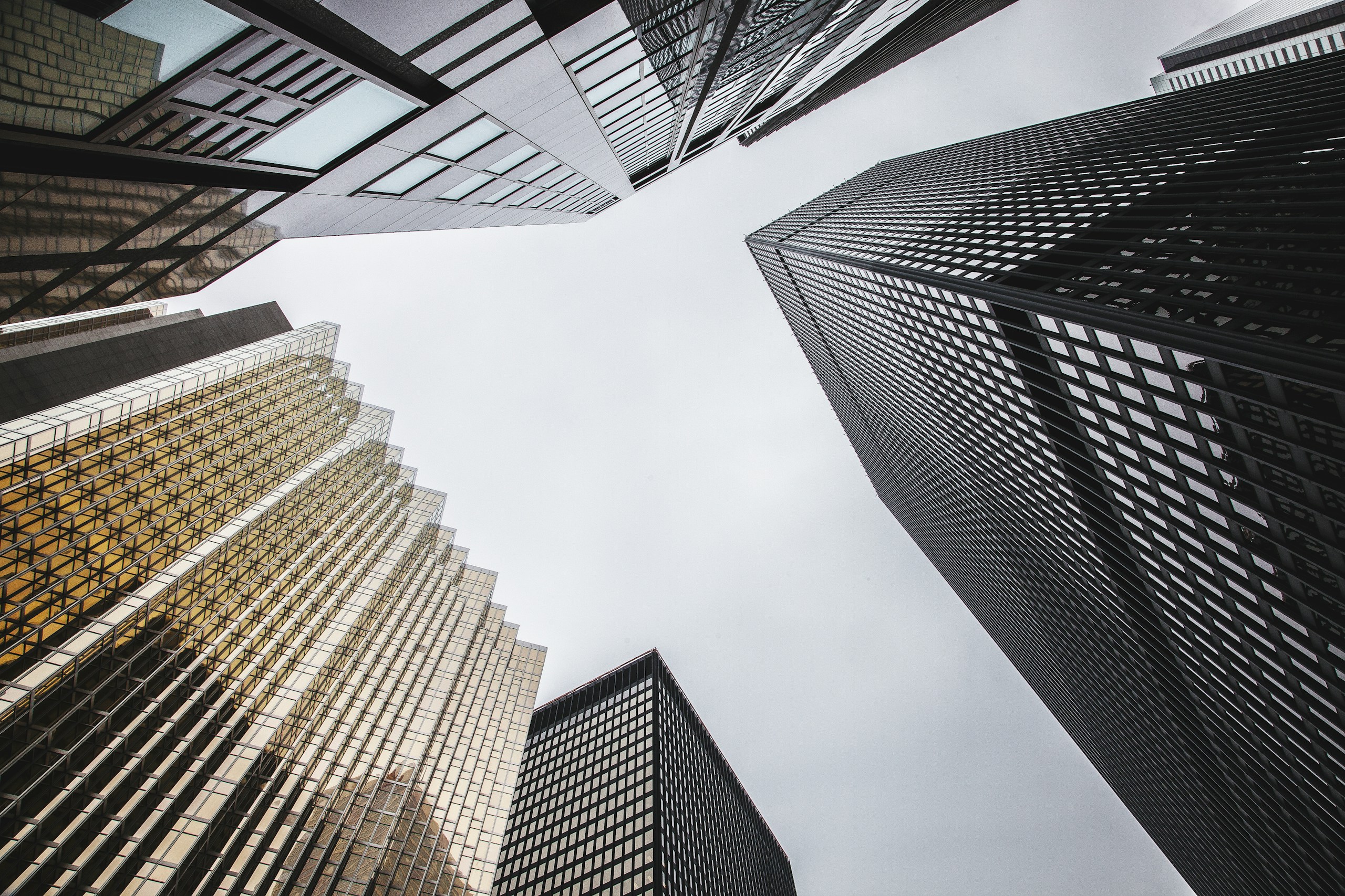 Low Angle View of Modern Skyscraper Facades HD Wallpaper