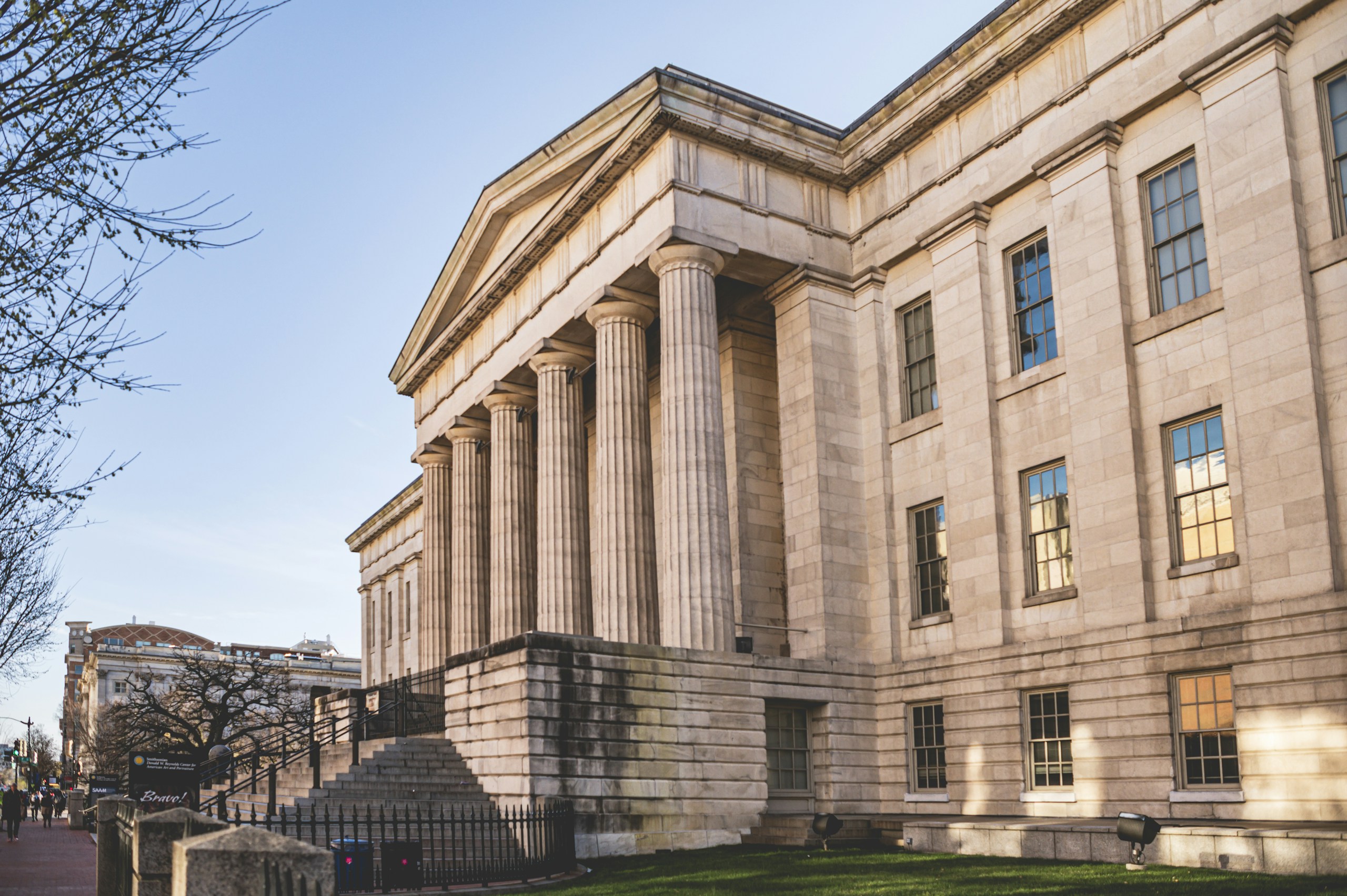 Neoclassical Building with Large Stone Pillars HD Wallpaper