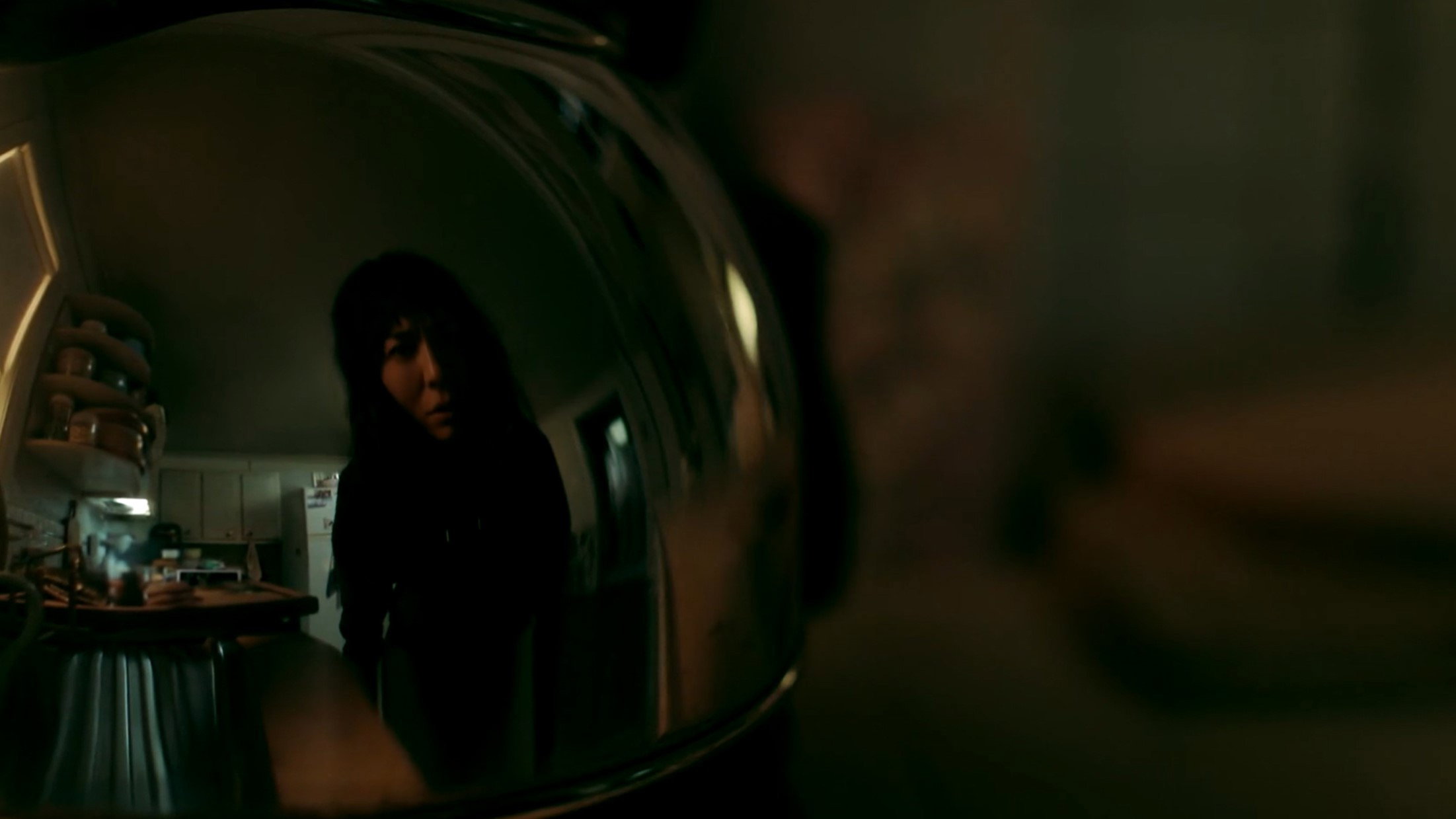 Woman's reflection in a polished kettle from Saccharine HD Wallpaper