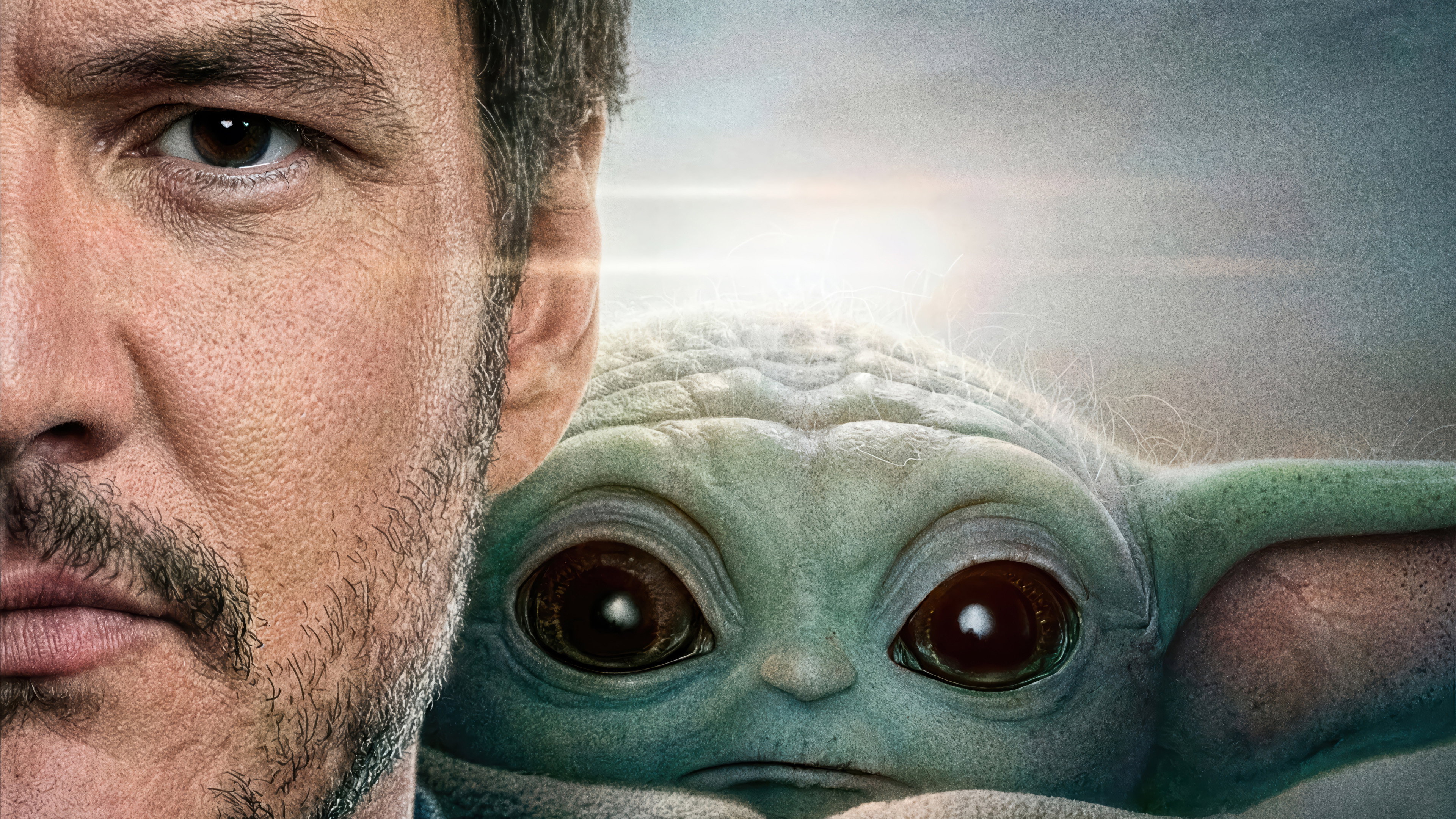 Pedro Pascal as Din Djarin and Grogu from Star Wars HD Wallpaper