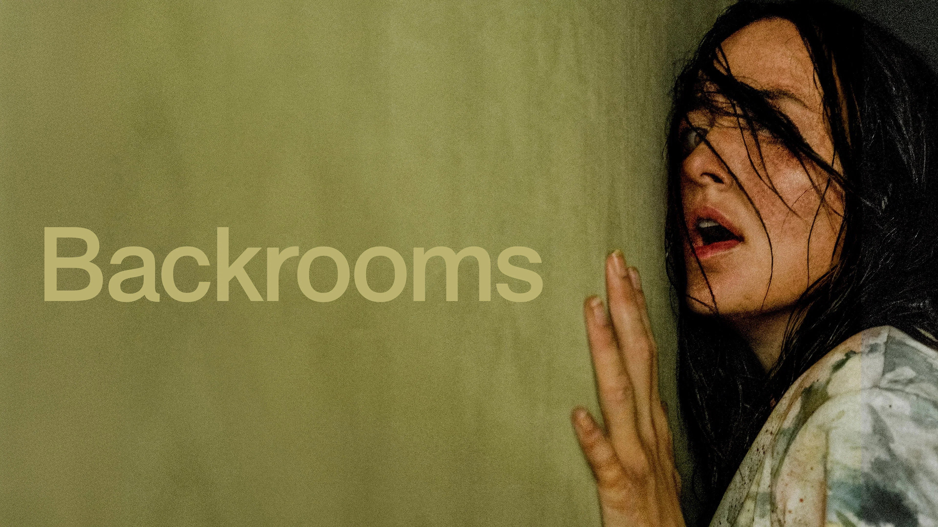 A terrified woman pressed against a wall in Backrooms HD Wallpaper