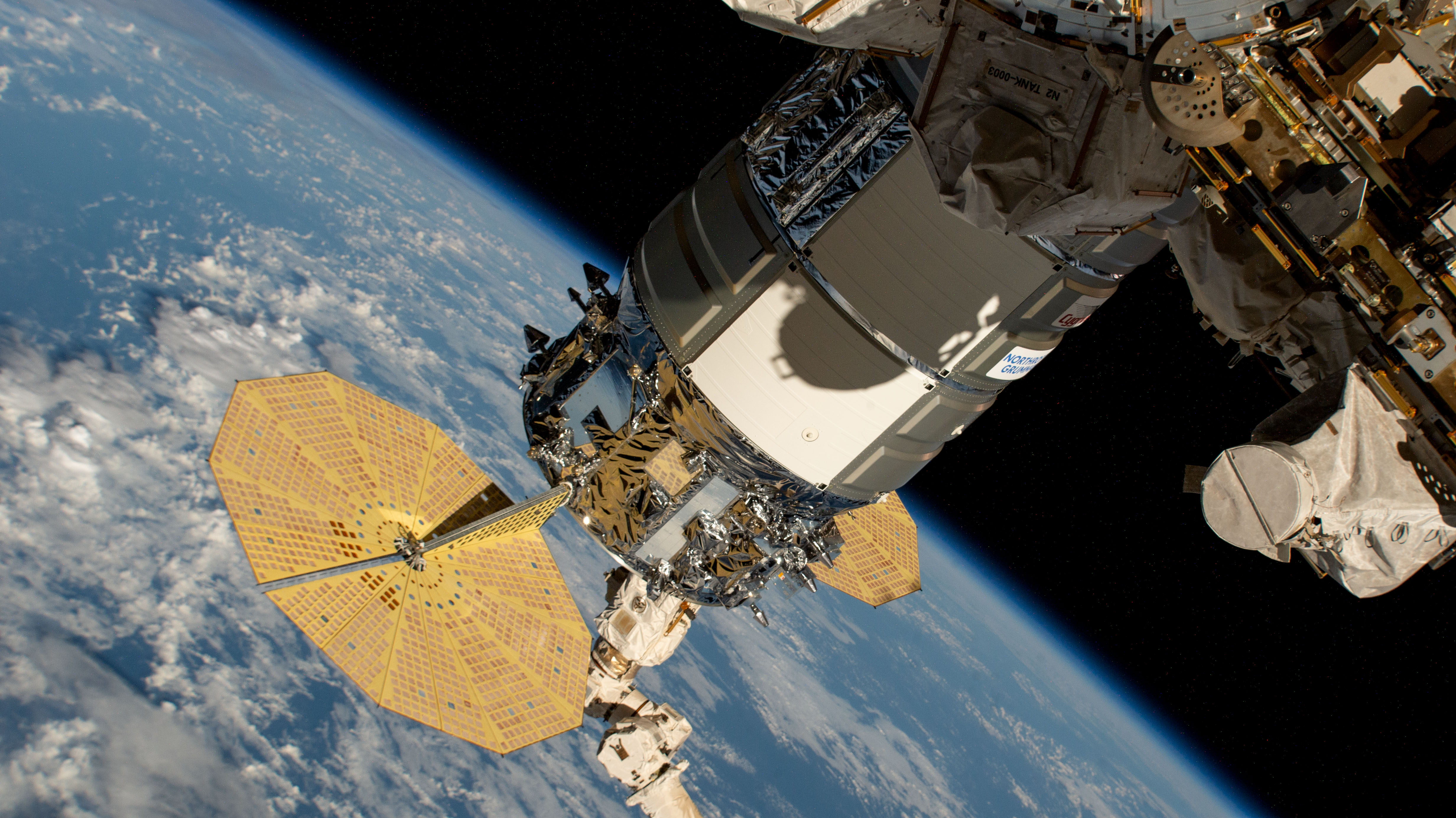 Cygnus Space Freighter Attached to the Unity Module HD Wallpaper