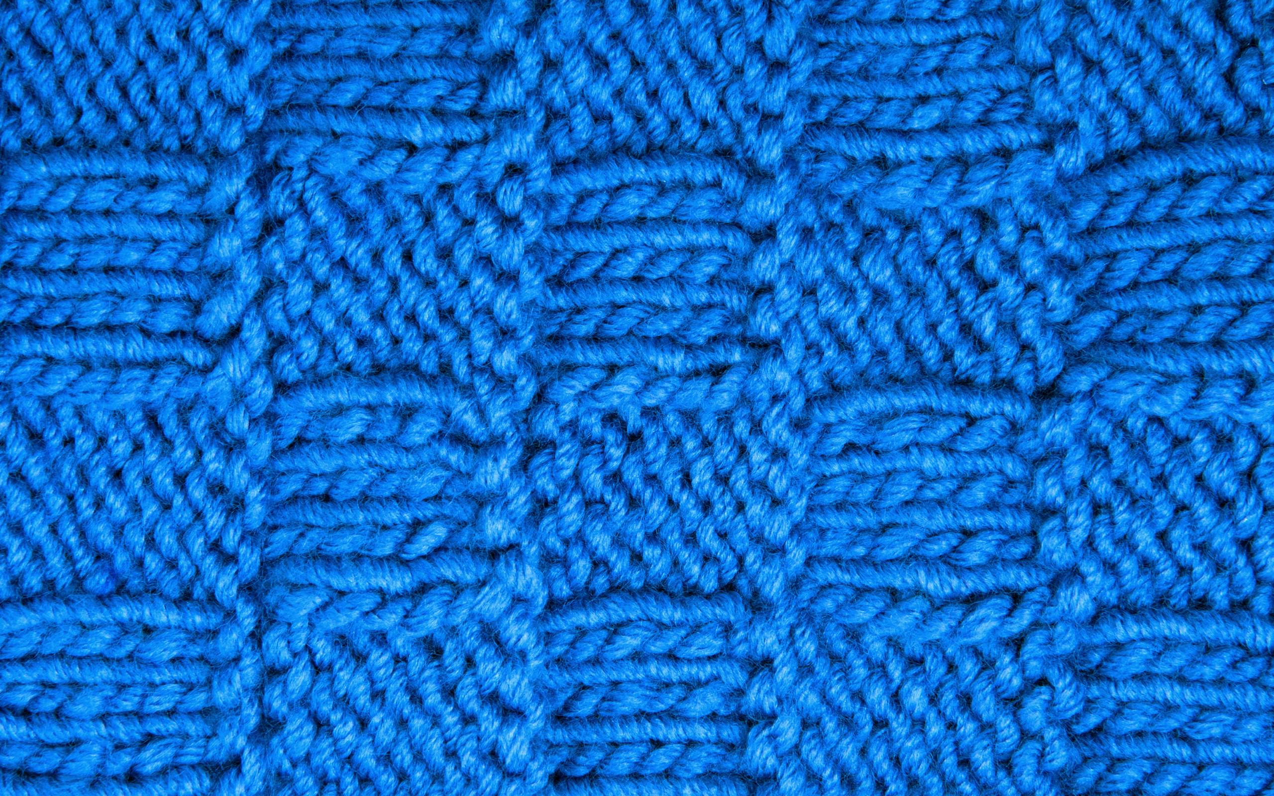 Blue knitted basketweave pattern fabric texture HD Wallpaper