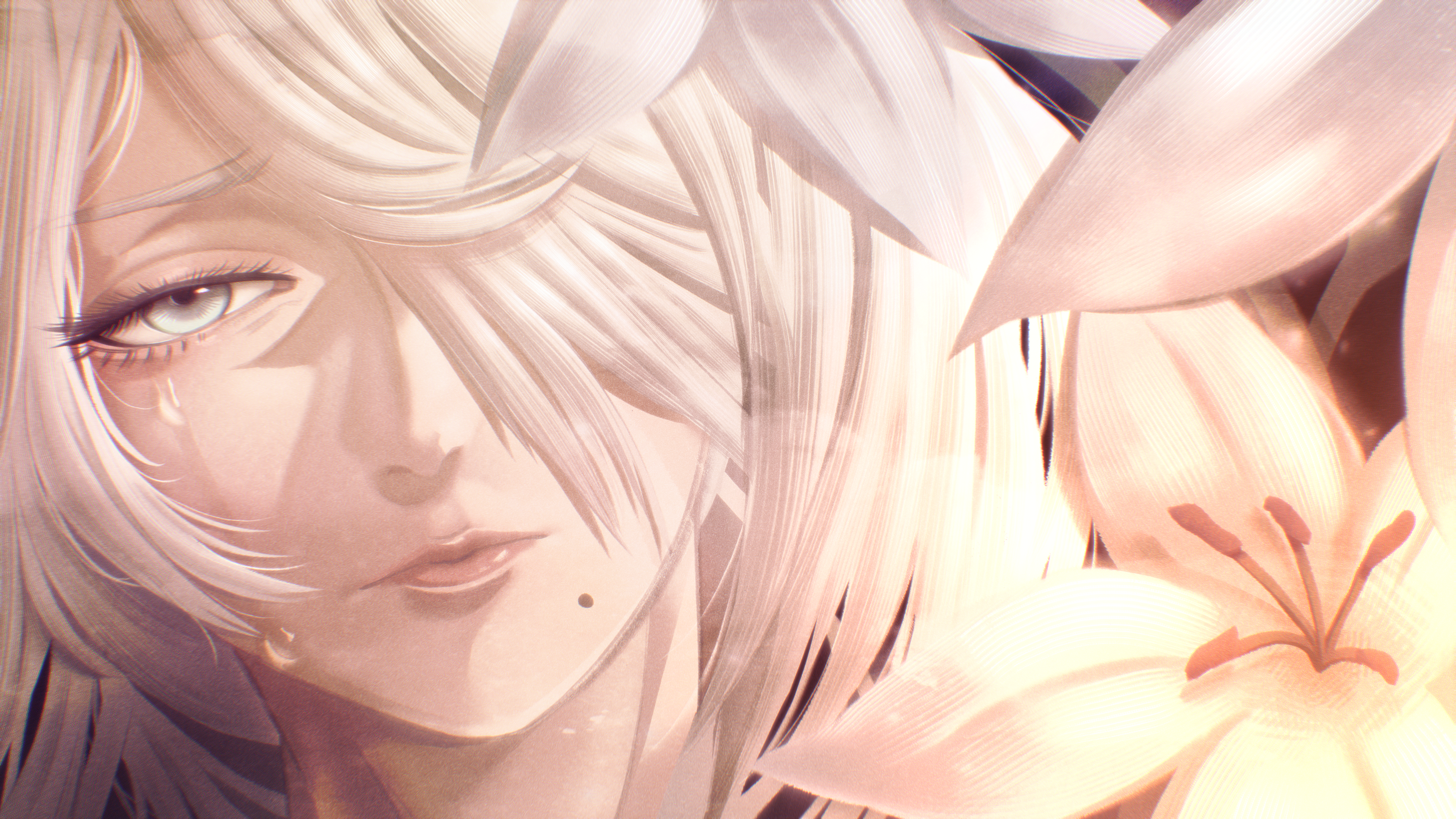 Zero from Drakengard 3 with White Flowers HD Wallpaper