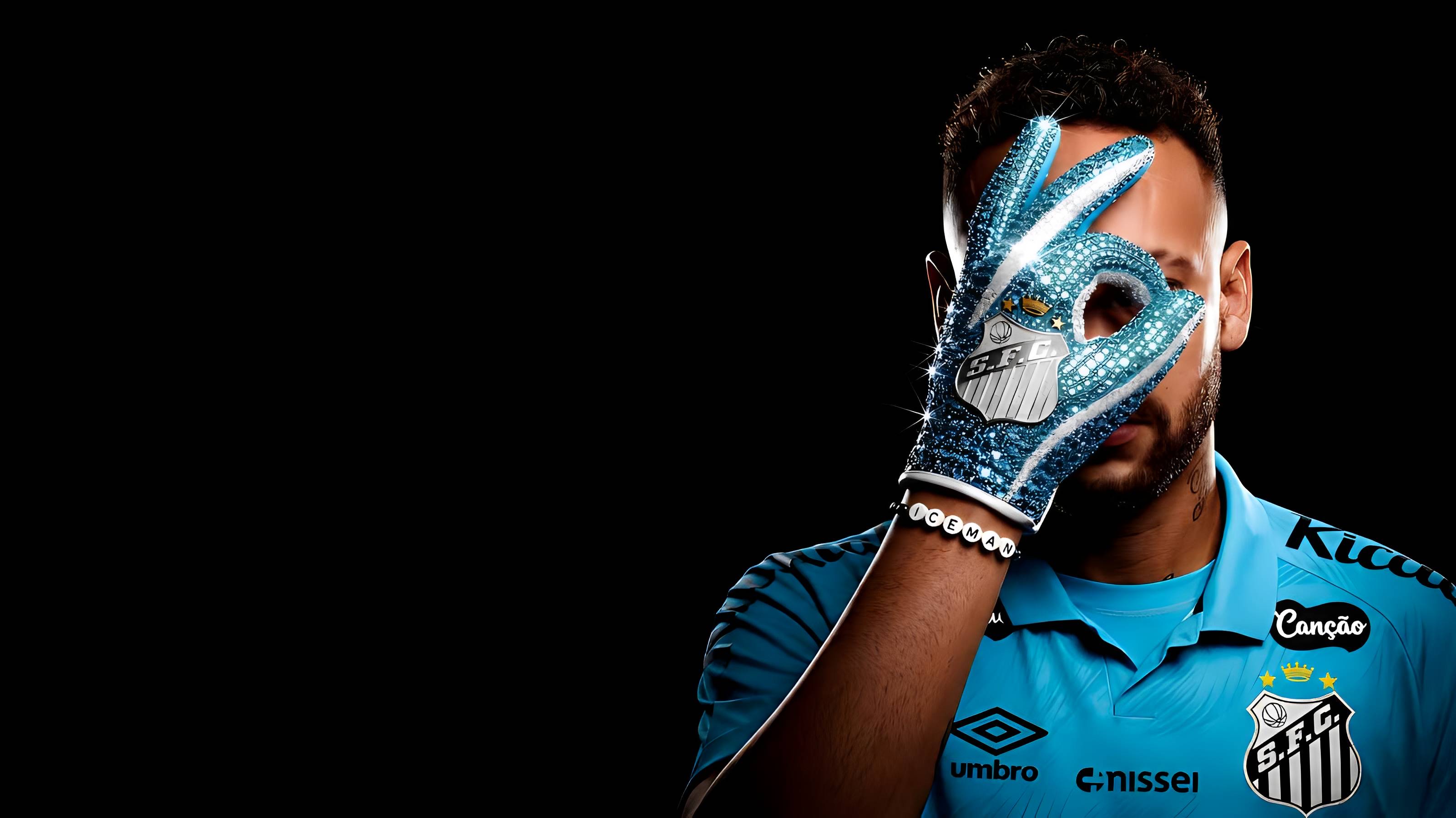Neymar Jr wearing Santos FC Jersey and Sparkly Glove HD Wallpaper