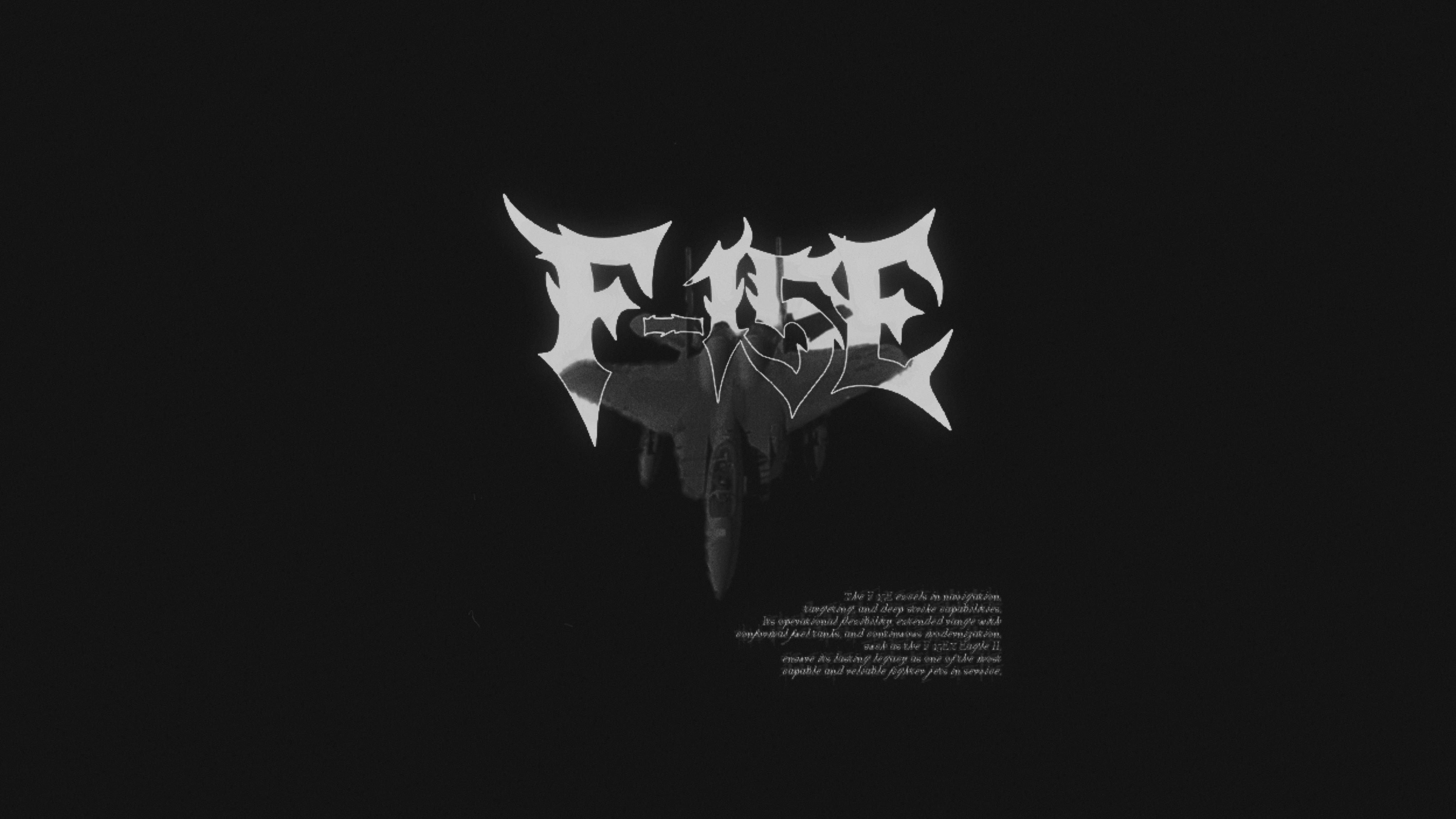 F-15E Strike Eagle Fighter Jet with Stylized Typography HD Wallpaper